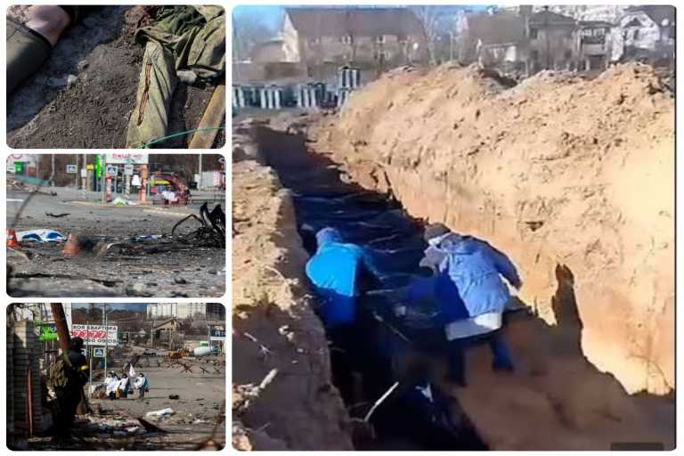 Πόλεμος στην Ουκρανία: Στοιβάζουν πτώματα σε ομαδικό τάφο έξω από το Κίεβο – Εικόνες σοκ