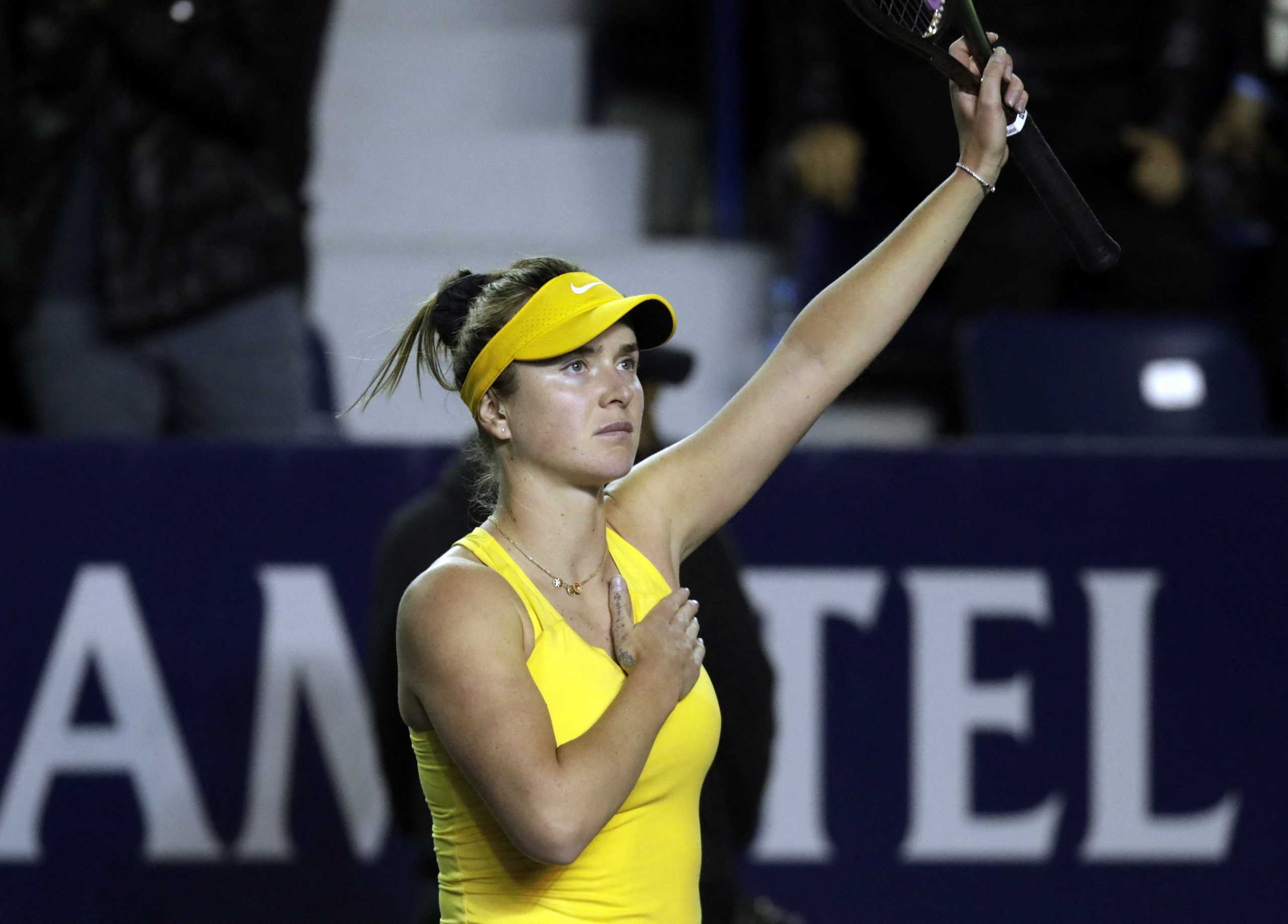Tennis - WTA 250 - Monterrey Open - Club Sonoma, Monterrey, Mexico - March 1, 2022 Ukraine's Elina Svitolina celebrates after winning her first round match against Anasatsia Potapova REUTERS