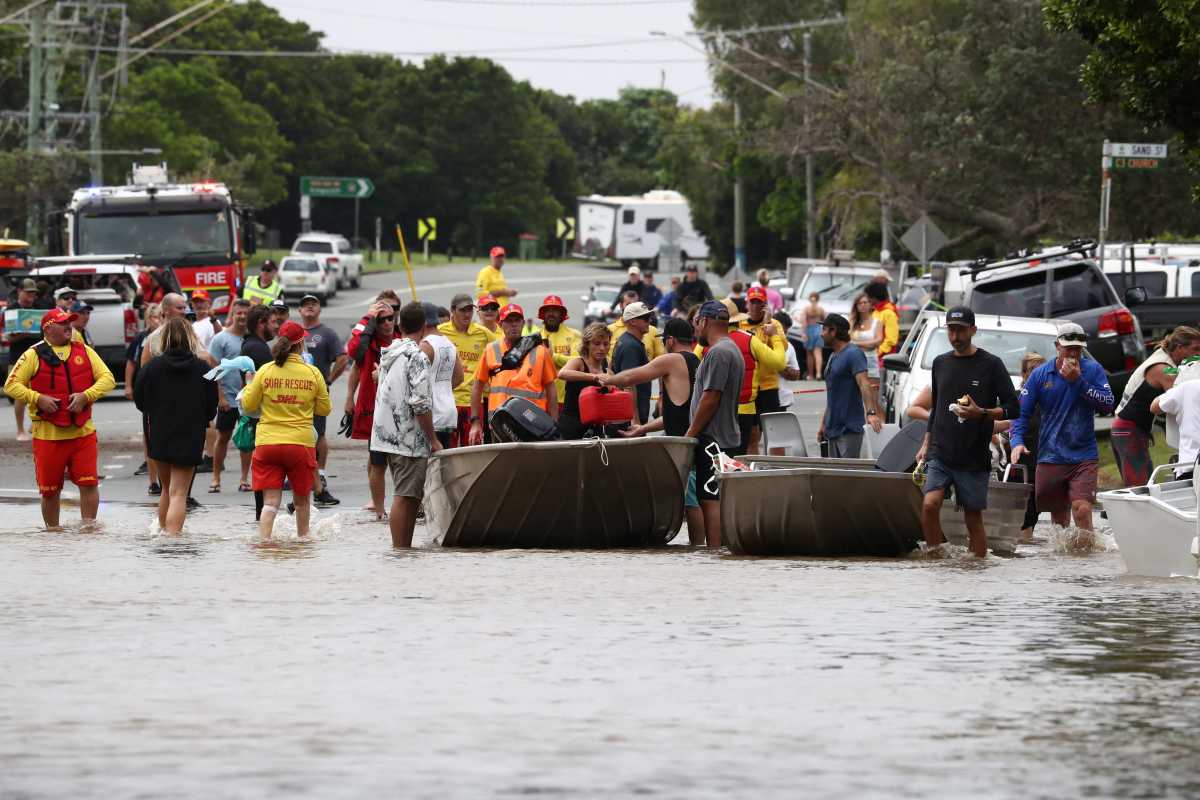 Flooding is seen after heavy rains in Chinderah, New South Wales, Australia March 1, 2022. AAP Image