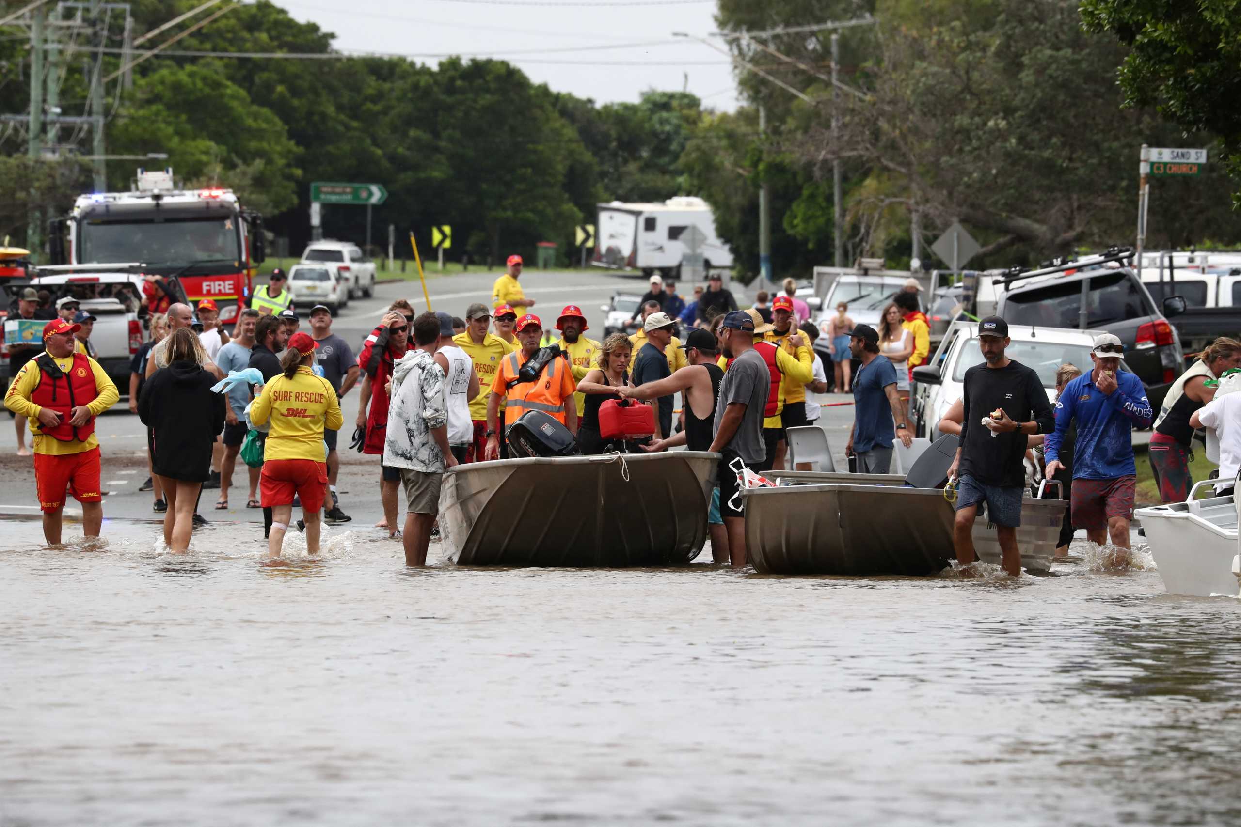 Flooding is seen after heavy rains in Chinderah, New South Wales, Australia March 1, 2022. AAP Image