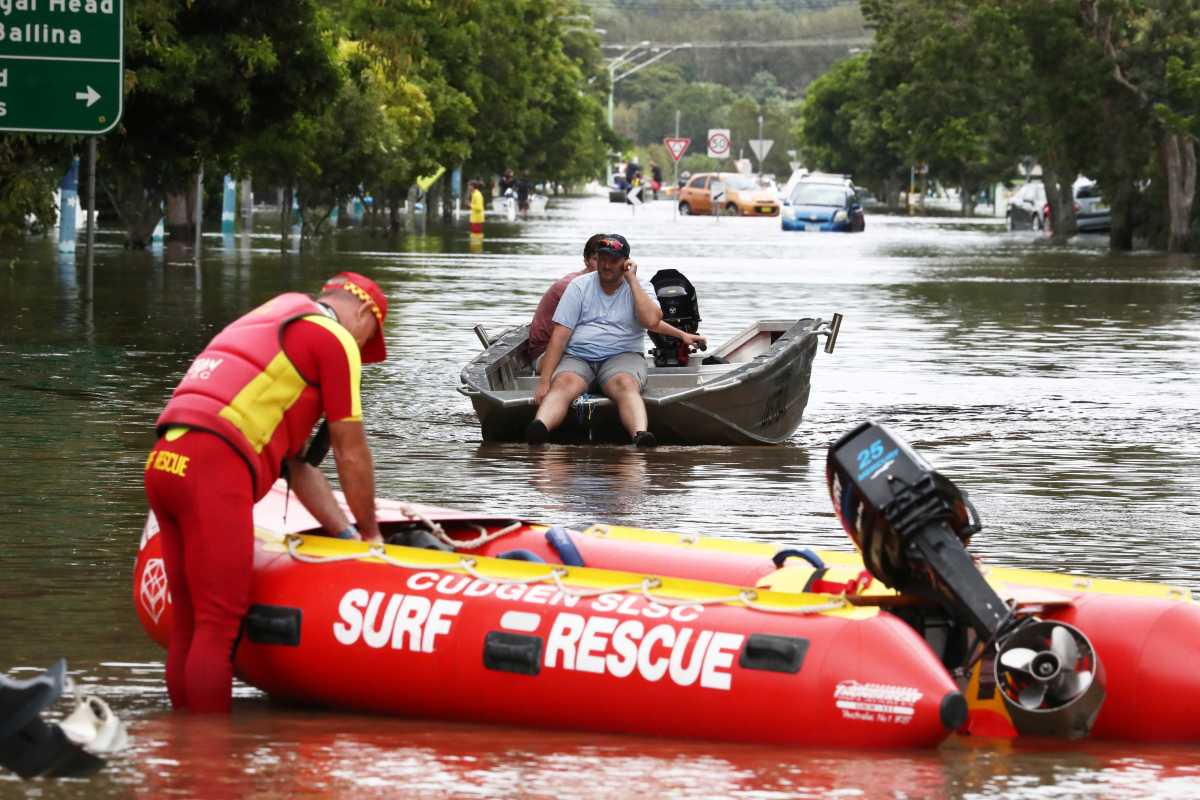 Flooding is seen after heavy rains in Chinderah, New South Wales, Australia March 1, 2022. AAP Image