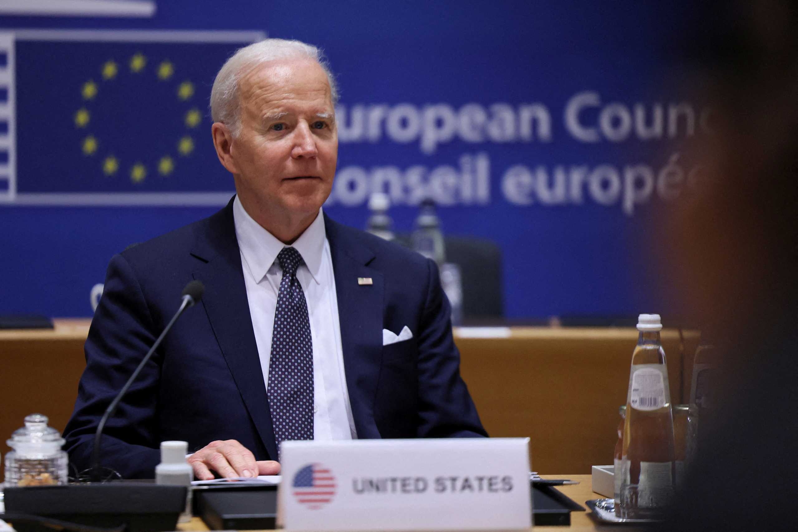 U.S. President Joe Biden attends a European Union leaders summit amid Russia's invasion of Ukraine, in Brussels, Belgium March 24, 2022. REUTERS