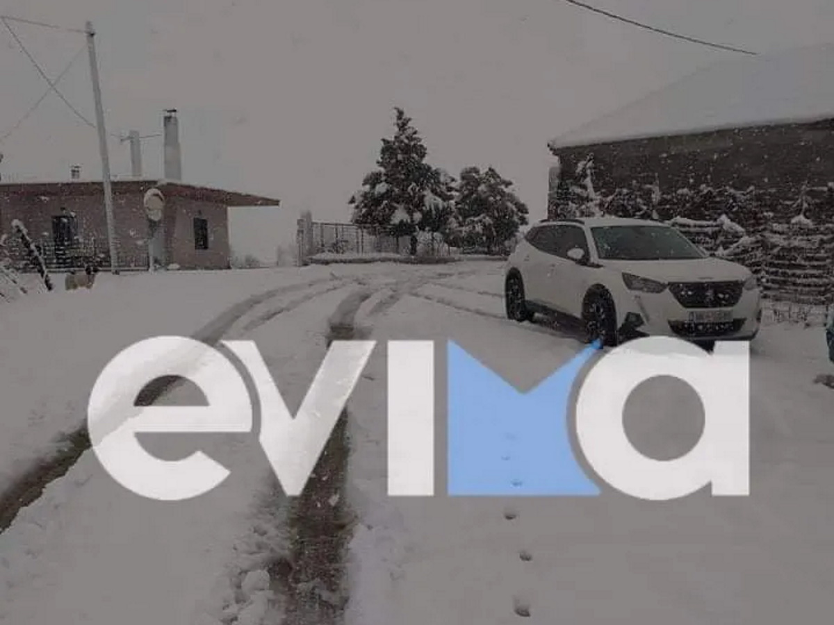 Κακοκαιρία «Φίλιππος»: Χιονισμένο το τοπίο στη Βόρεια Εύβοια