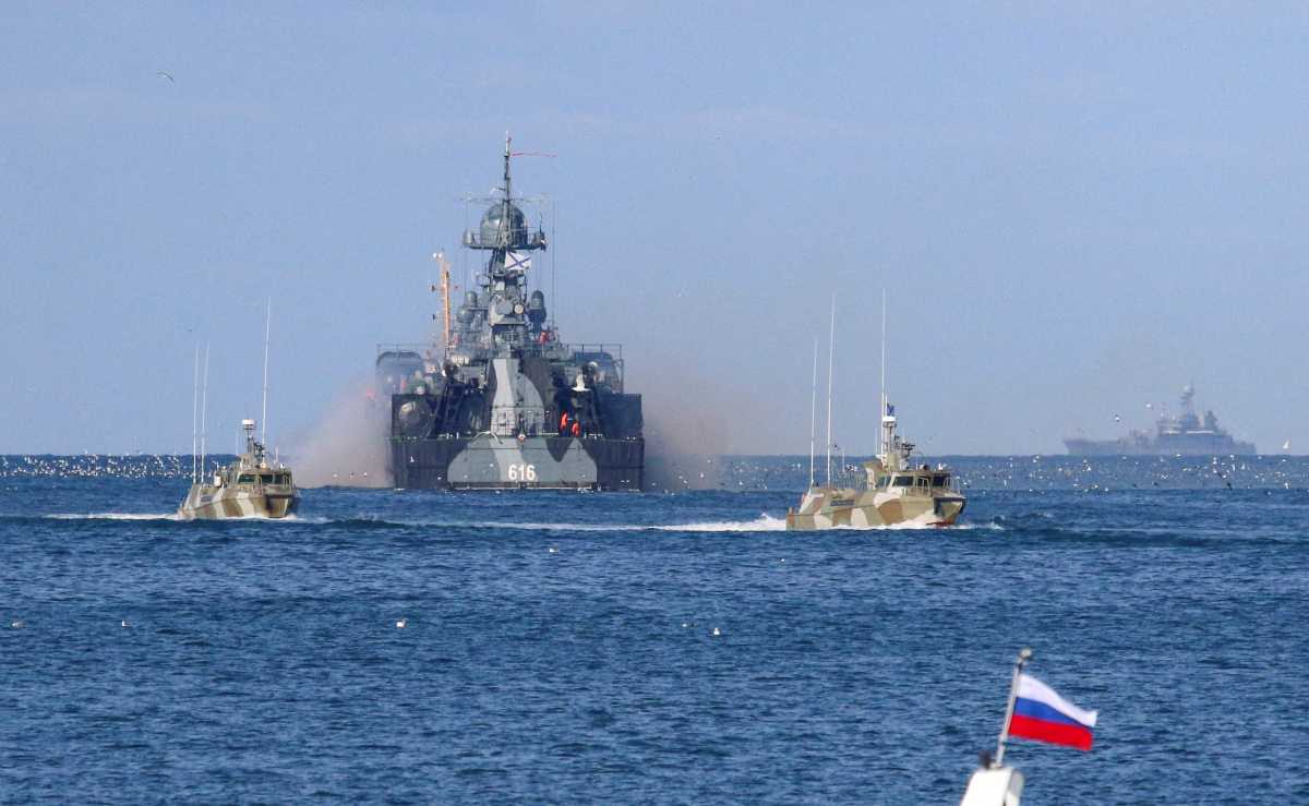 A view shows the Russian Navy's vessels near the Black Sea port of Sevastopol, Crimea February 16, 2022. REUTERS