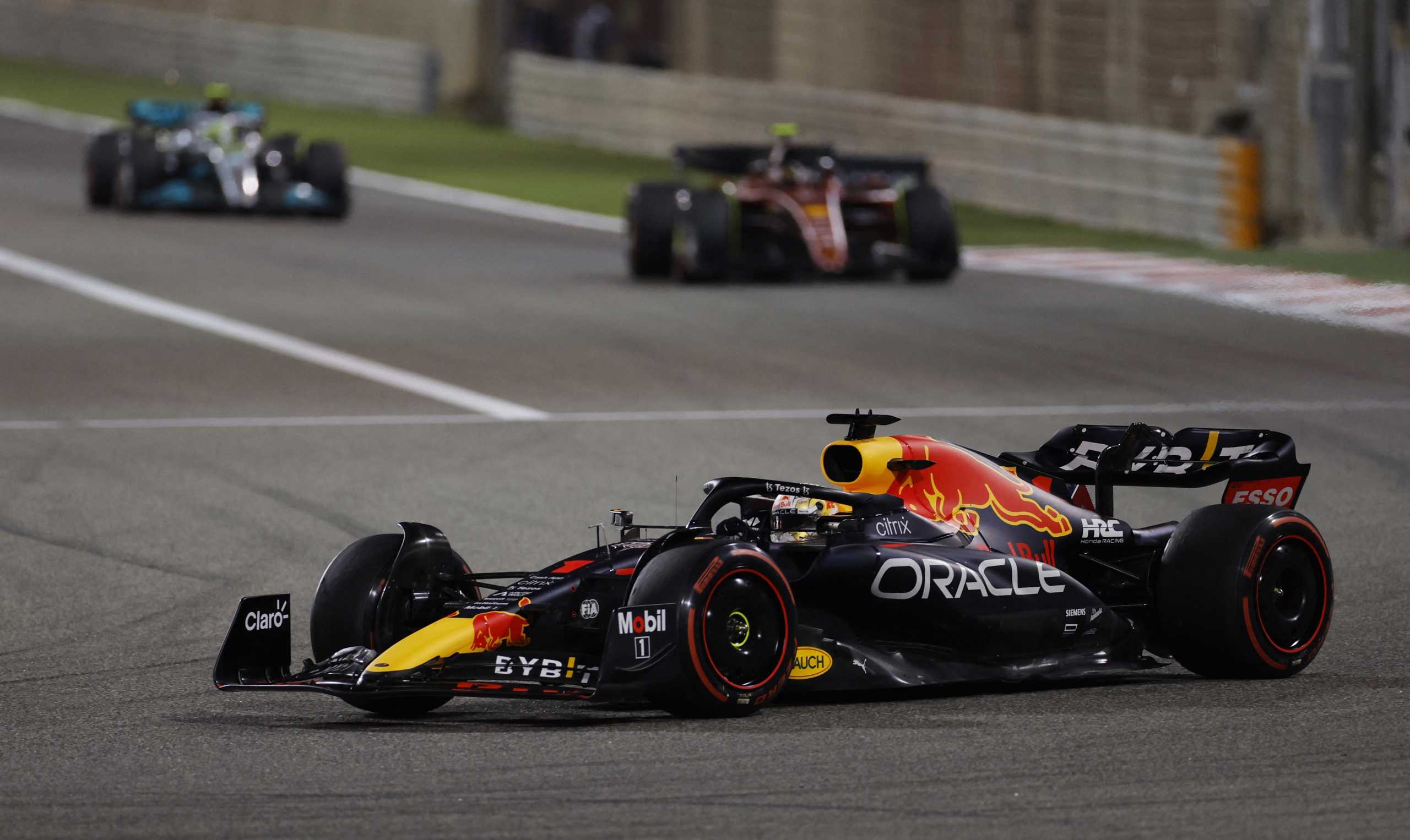 Formula One F1 - Bahrain Grand Prix - Bahrain International Circuit, Sakhir, Bahrain - March 20, 2022 Red Bull's Max Verstappen in action during the race REUTERS