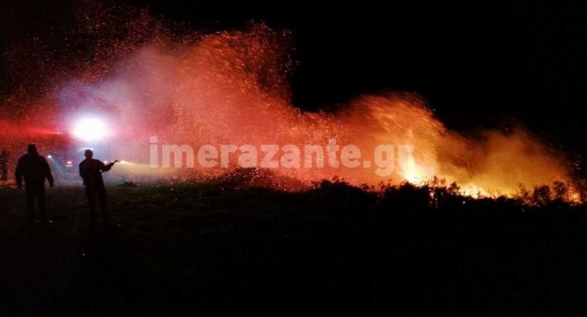 Ζάκυνθος: Δυο πυρκαγιές στα χωριά Εξωχώρα και Μαρίες – Μάχη με 9 μποφόρ