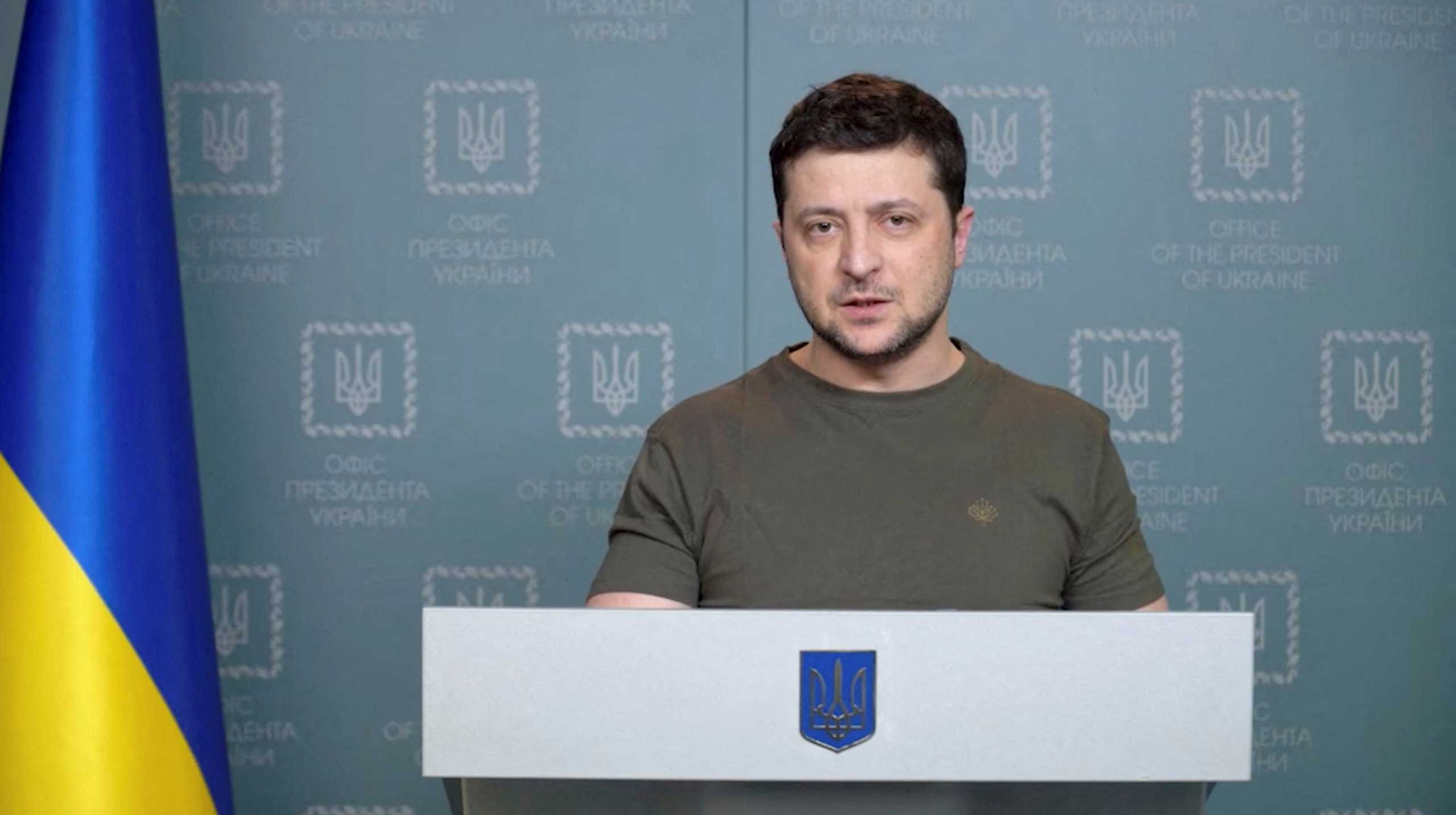 FILE PHOTO: Ukrainian President Volodymyr Zelenskiy makes a statement in Kyiv, in Ukraine, March 2, 2022, in this still image taken from a handout video. Ukrainian Presidential Press Service