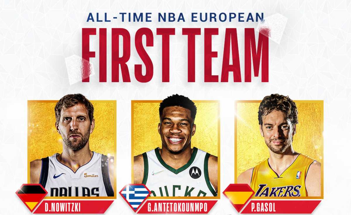 Ο Γιάννης Αντετοκούνμπο και ο Λούκα Ντόντσιτς στην All-Time NBA European Team