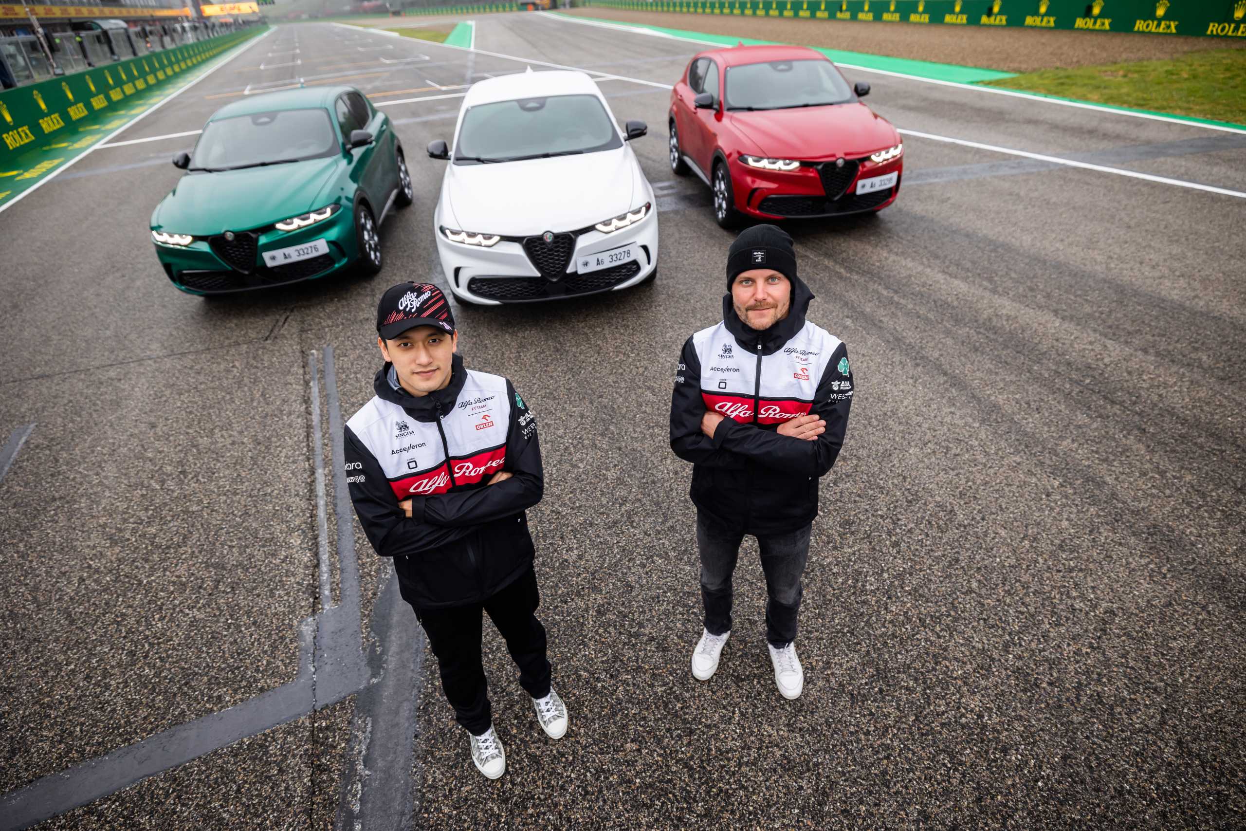 Alfa Romeo shooting with ZHOU Guanyu (chi), Alfa Romeo F1 Team ORLEN C42, portrait and BOTTAS Valtteri (fin), Alfa Romeo F1 Team ORLEN C42, portrait during the Formula 1 Grand Premio del Made in Italy e dell'Emilia-Romagna 2022, 4th round of the 2022 FIA Formula One World Championship, on the Imola Circuit, from April 22 to 24, 2022 in Imola, Italy - Photo Germain Hazard