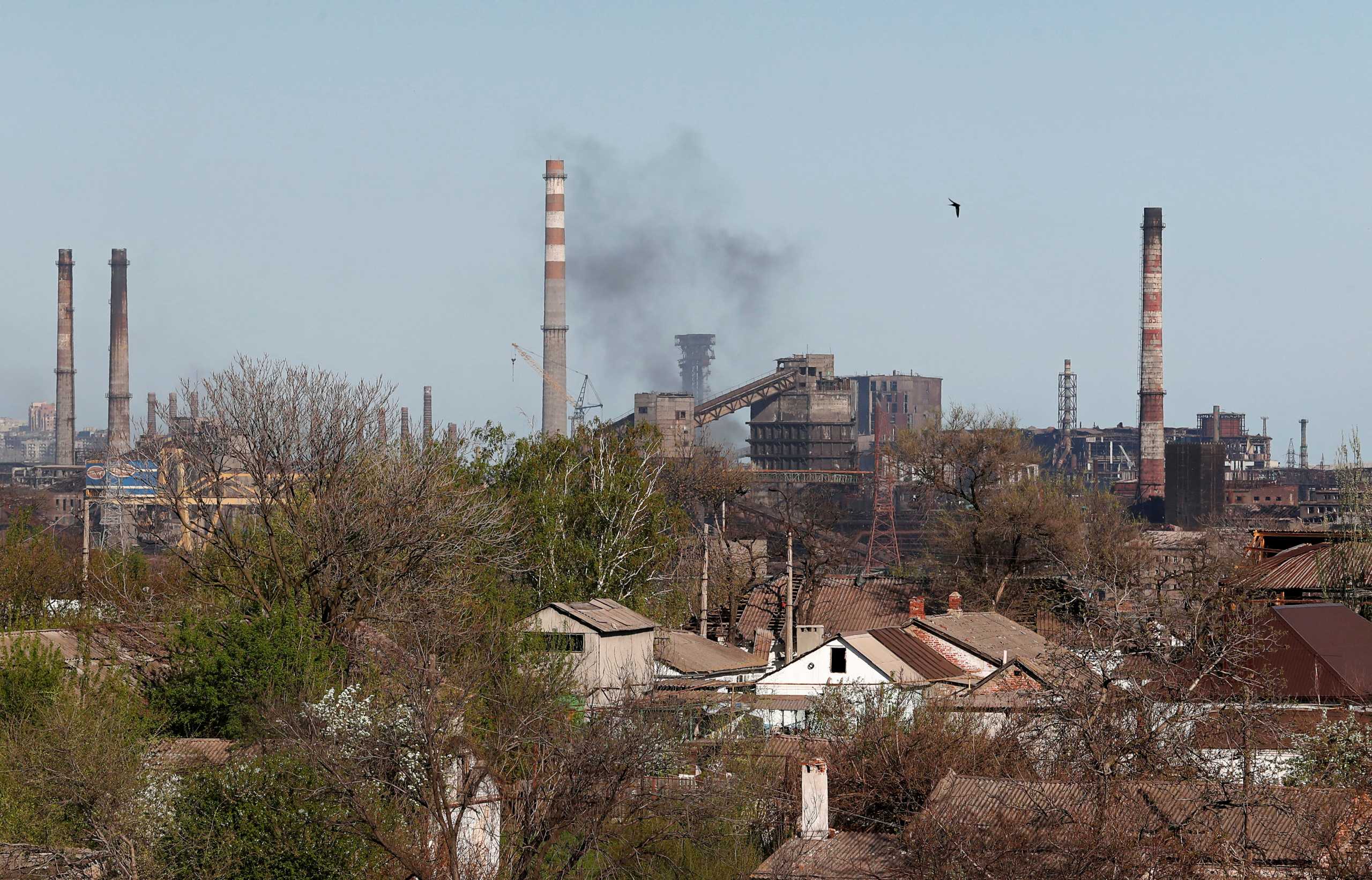 A view shows a plant of Azovstal Iron and Steel Works during Ukraine-Russia conflict in the southern port city of Mariupol, Ukraine April 28, 2022. REUTERS