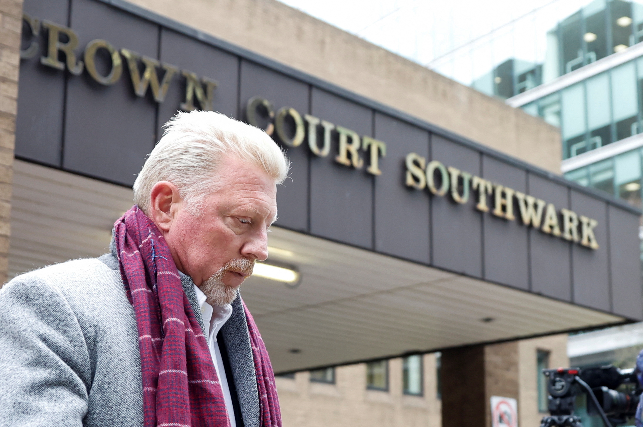 Former tennis player Boris Becker leaves after his bankruptcy offences trial at Southwark Crown Court in London, Britain, April 8, 2022. REUTERS