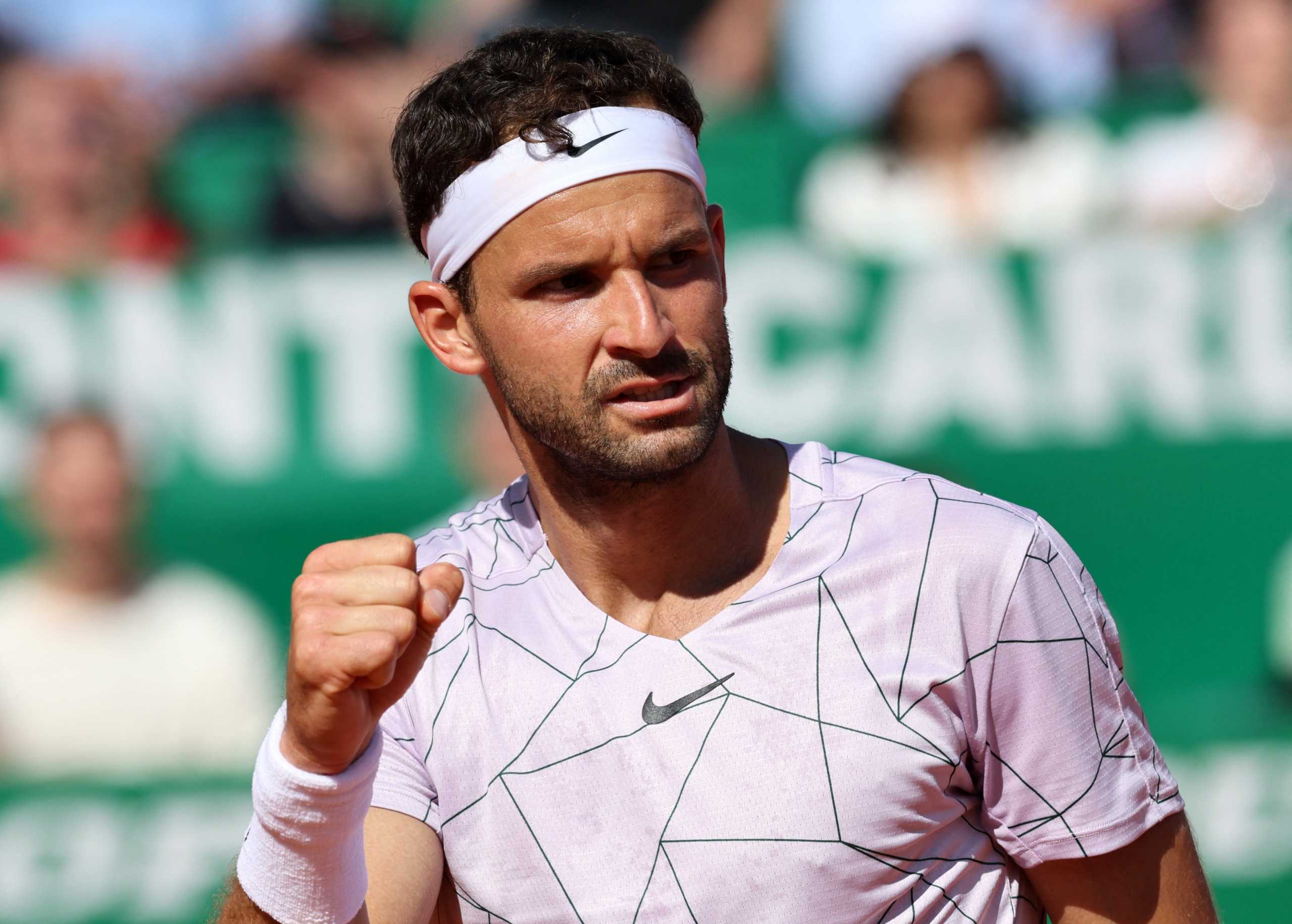 Tennis - ATP Masters 1000 - Monte Carlo Masters - Monte-Carlo Country Club, Roquebrune-Cap-Martin, France - April 15, 2022 Bulgaria's Grigor Dimitrov celebrates after winning his quarter final match against Poland's Hubert Hurkacz REUTERS