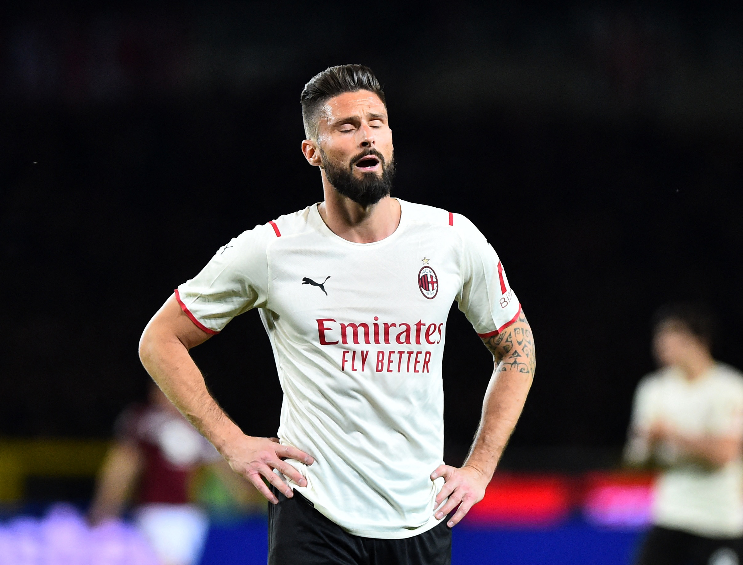 Soccer Football - Serie A - Torino v AC Milan - Stadio Olimpico Grande Torino, Turin, Italy - April 10, 2022  AC Milan's Olivier Giroud reacts REUTERS