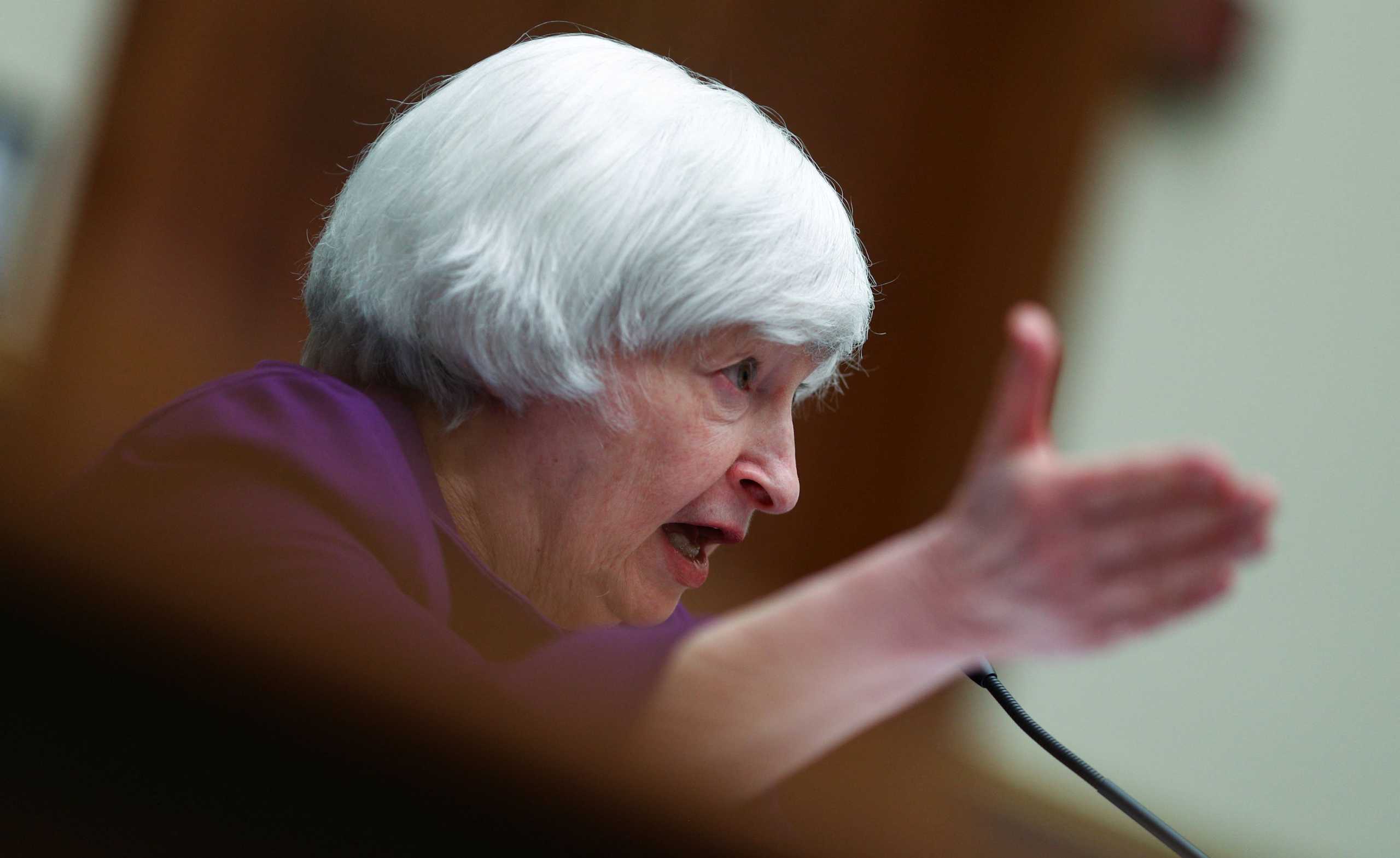 U.S. Treasury Secretary Janet Yellen testifies before a House Financial Services Committee hearing on "the State of the International Financial System,” on Capitol Hill in Washington, U.S., April 6, 2022. REUTERS