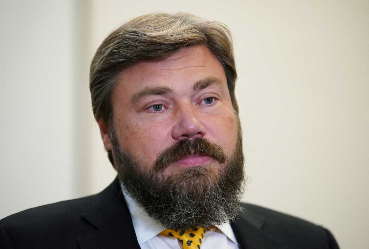FILE PHOTO: Konstantin Malofeev, chairman of the board of directors of the Tsargrad media group, speaks during an interview with Reuters in Moscow, Russia September 16, 2021. Picture taken September 16, 2021. REUTERS