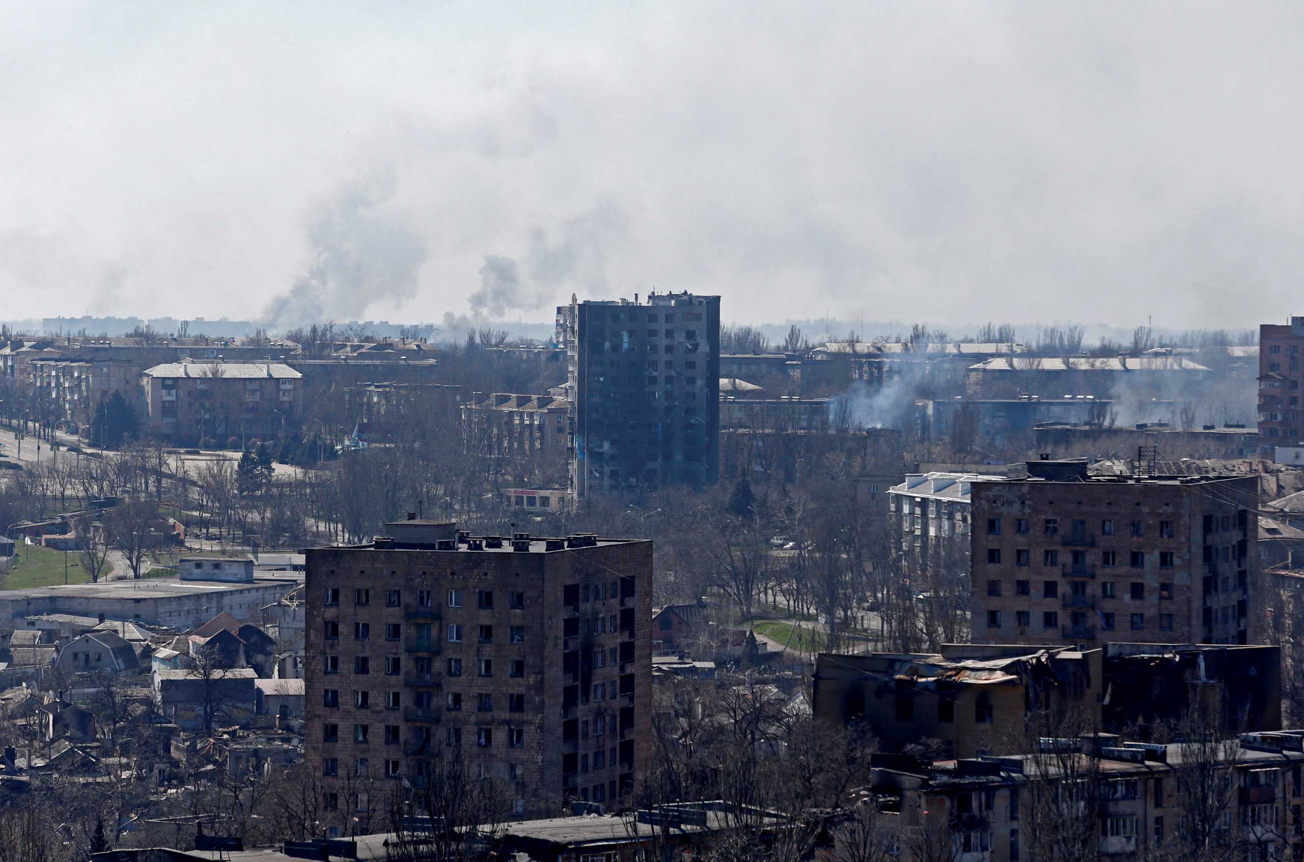 A view shows buildings damaged in the course of Ukraine-Russia conflict in the southern port city of Mariupol, Ukraine April 7, 2022. REUTERS