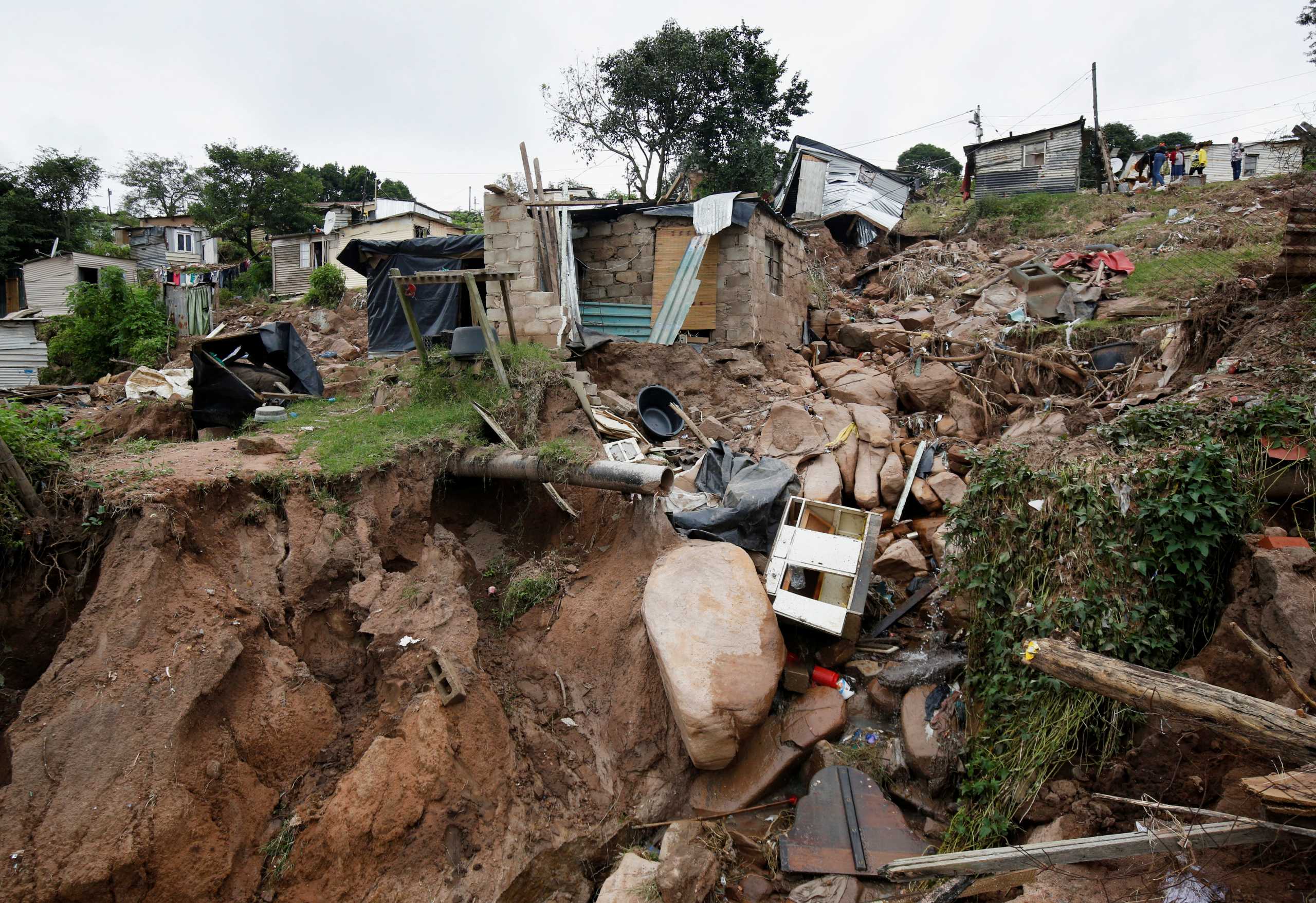 The remains of a home which was destroyed leaving two children dead after flooding are seen in Lindelani, Durban, South Africa, April 15, 2022. REUTERS