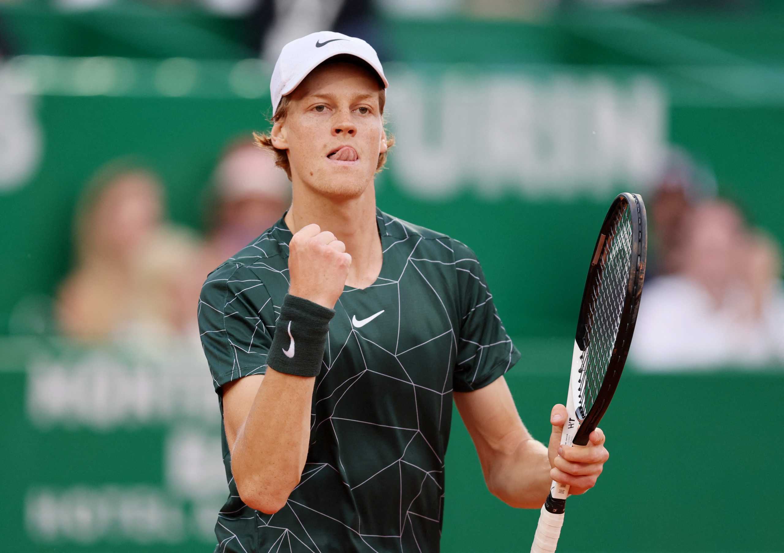 Tennis - ATP Masters 1000 - Monte Carlo Masters - Monte-Carlo Country Club, Roquebrune-Cap-Martin, France - April 14, 2022 Italy's Jannik Sinner reacts during his third round match against Russia's Andrey Rublev REUTERS