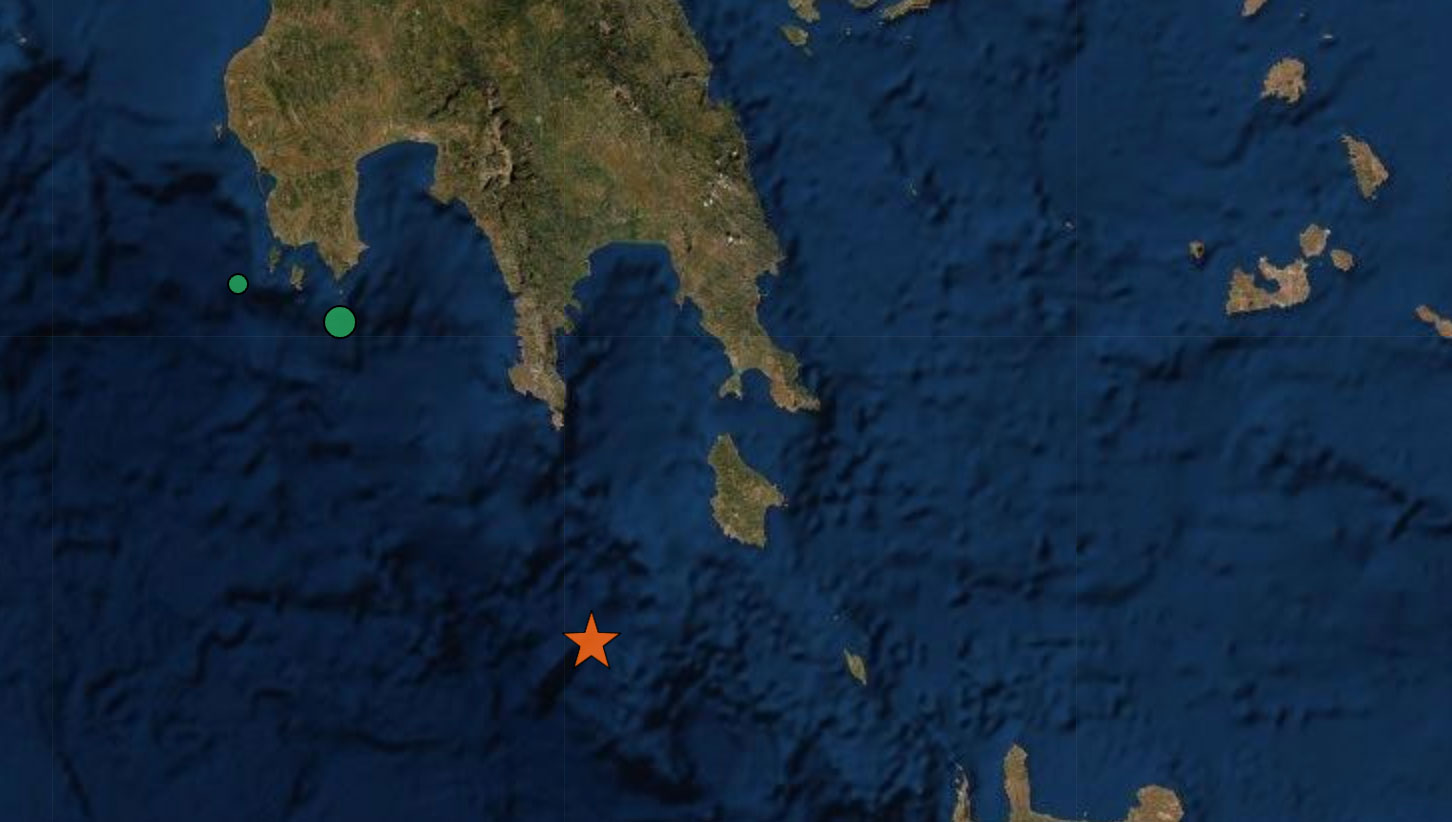 Σεισμός στα Κύθηρα – Αισθητός στη νότια Ελλάδα