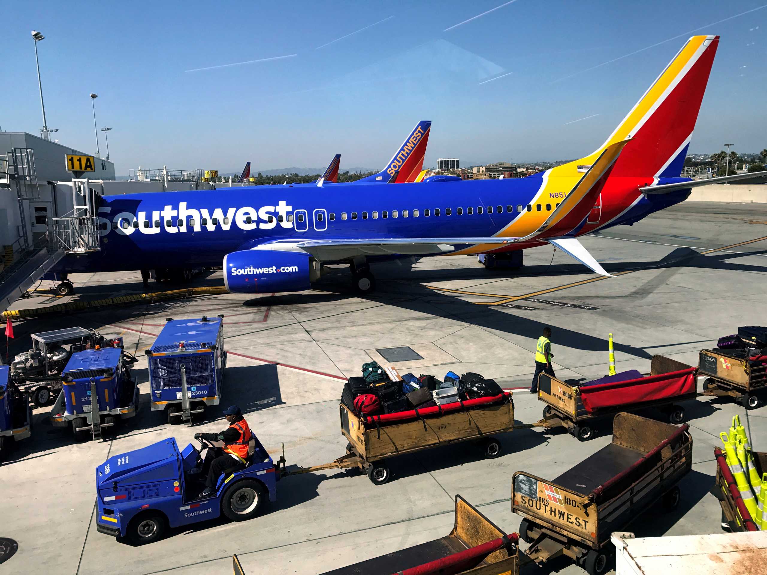 FILE PHOTO: A Southwest Airlines Boeing 737-800 plane is seen at Los Angeles International Airport (LAX) in the Greater Los Angeles Area, California, U.S., April 10, 2017. Picture taken April 10, 2017. REUTERS