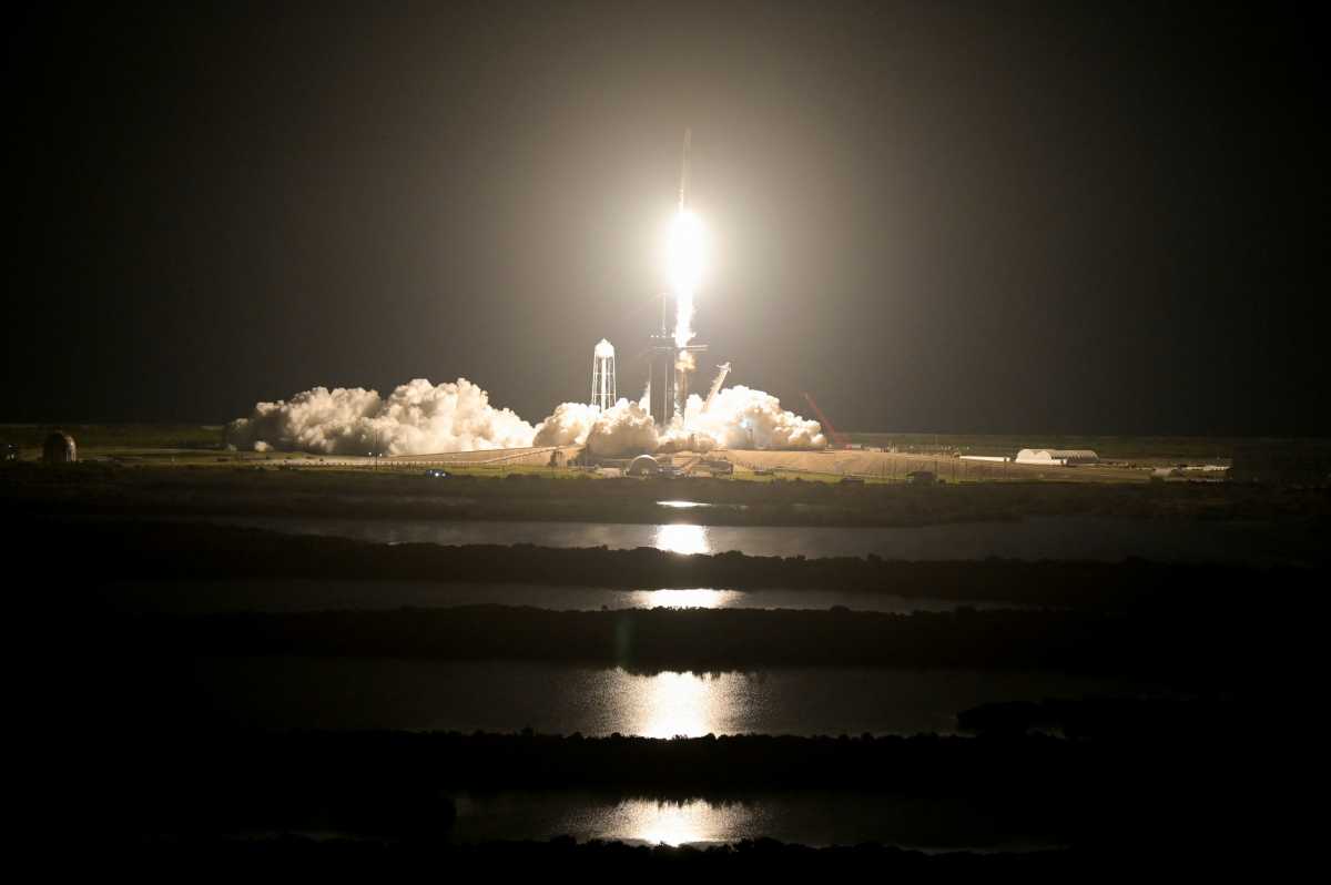 A SpaceX Falcon 9 rocket lifts off carrying three NASA astronauts and one ESA astronaut on a six-month expedition to the International Space Station, at Cape Canaveral, Florida, U.S. April 27, 2022. REUTERS
