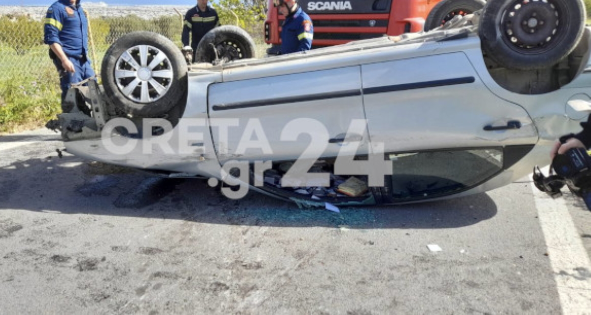 Ηράκλειο: Αυτοκίνητο γκρέμισε τοίχο, έσπασε ελιά και τούμπαρε – Στο νοσοκομείο ο οδηγός