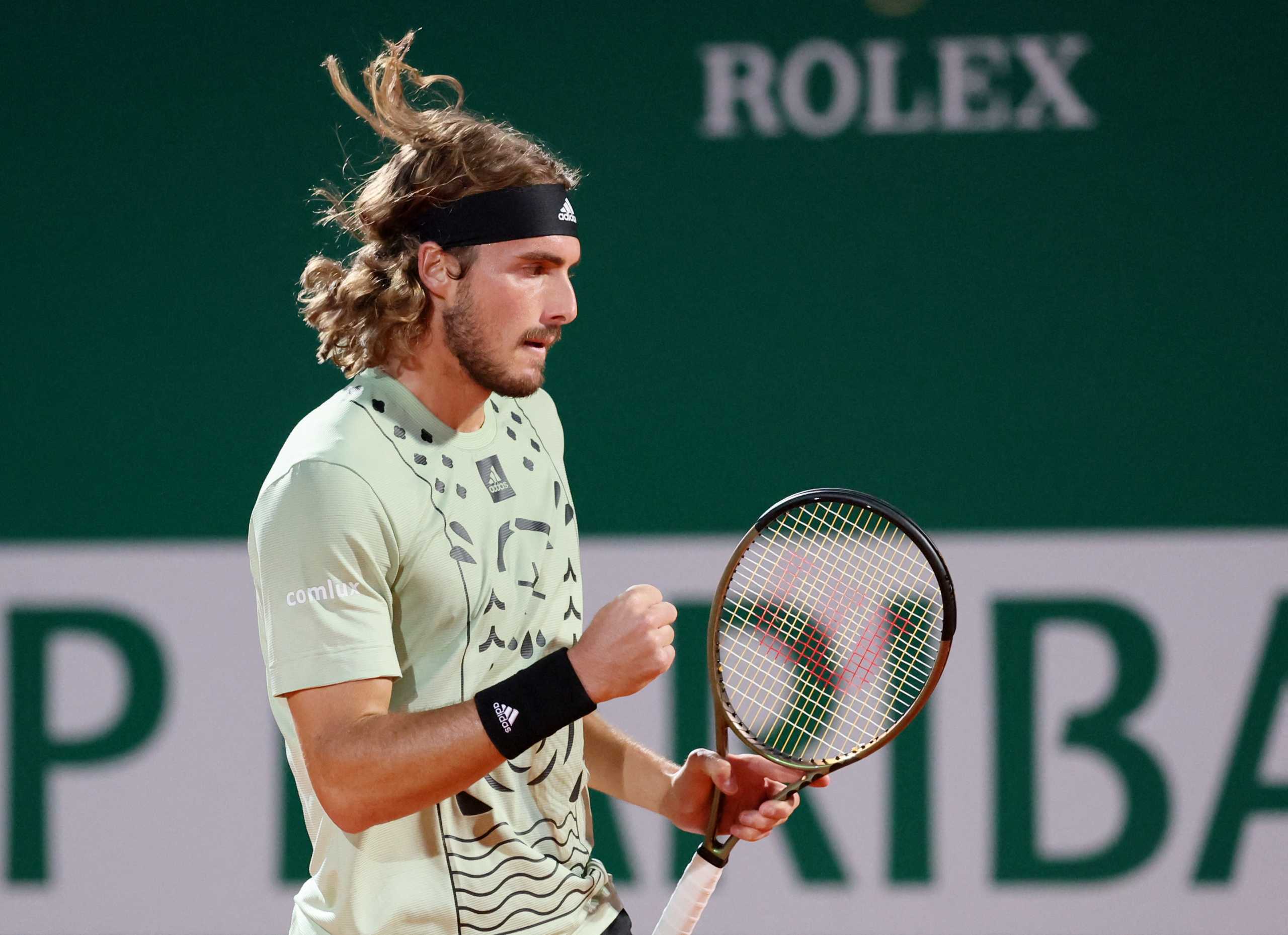 Tennis - ATP Masters 1000 - Monte Carlo Masters - Monte-Carlo Country Club, Roquebrune-Cap-Martin, France - April 15, 2022 Greece's Stefanos Tsitsipas reacts during his quarter final match against Argentina's Diego Schwartzman REUTERS