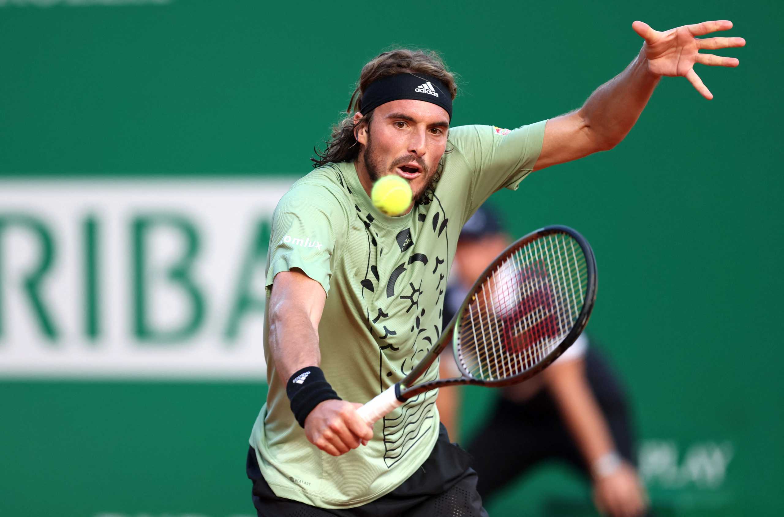 Tennis - ATP Masters 1000 - Monte Carlo Masters - Monte-Carlo Country Club, Roquebrune-Cap-Martin, France - April 16, 2022  Greece's Stefanos Tsitsipas in action during his semi final match against Germany's Alexander Zverev REUTERS