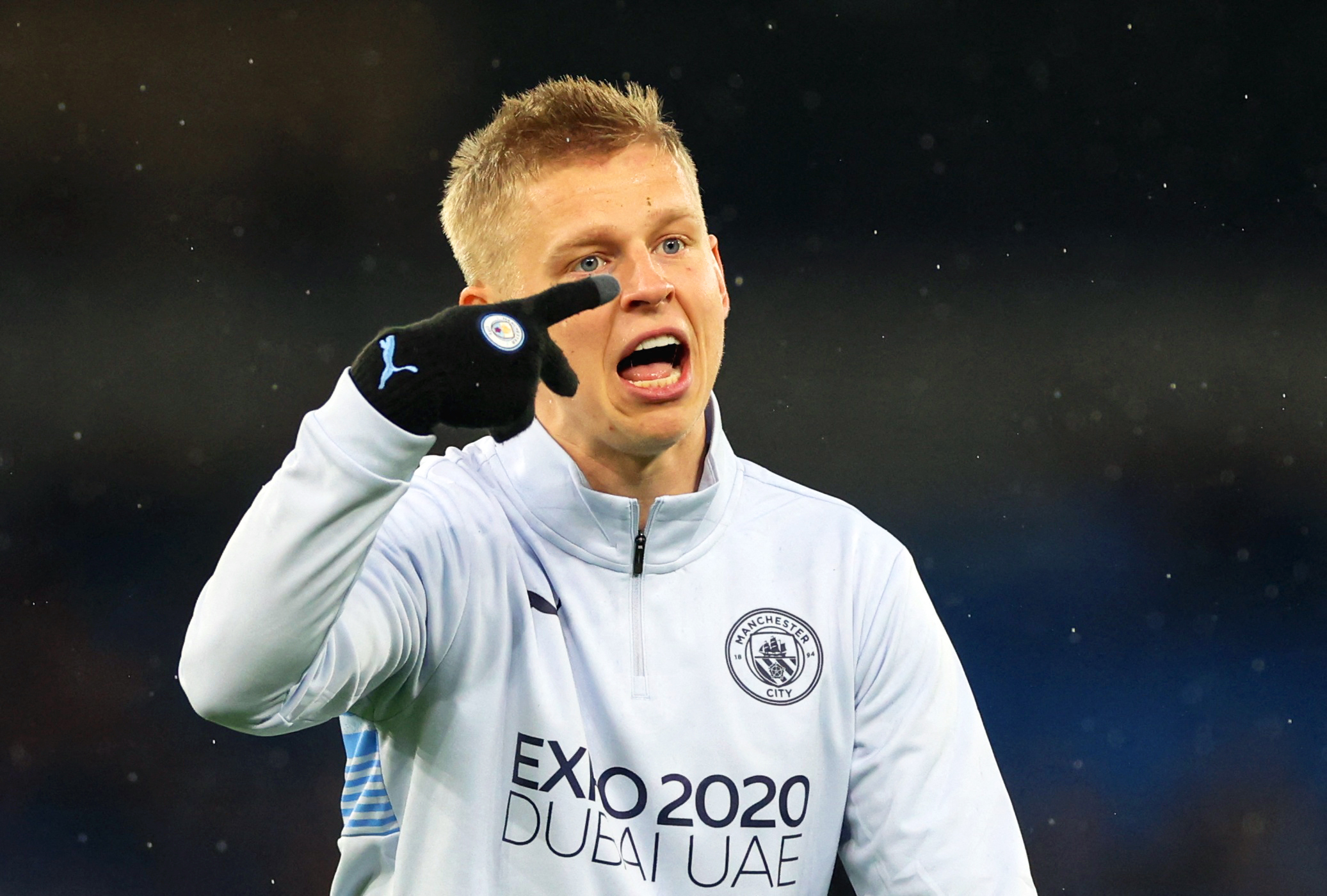 Soccer Football - Champions League - Quarter-Final - First Leg - Manchester City v Atletico Madrid - Etihad Stadium, Manchester, Britain - April 5, 2022 Manchester City's Oleksandr Zinchenko during the warm up before the match REUTERS