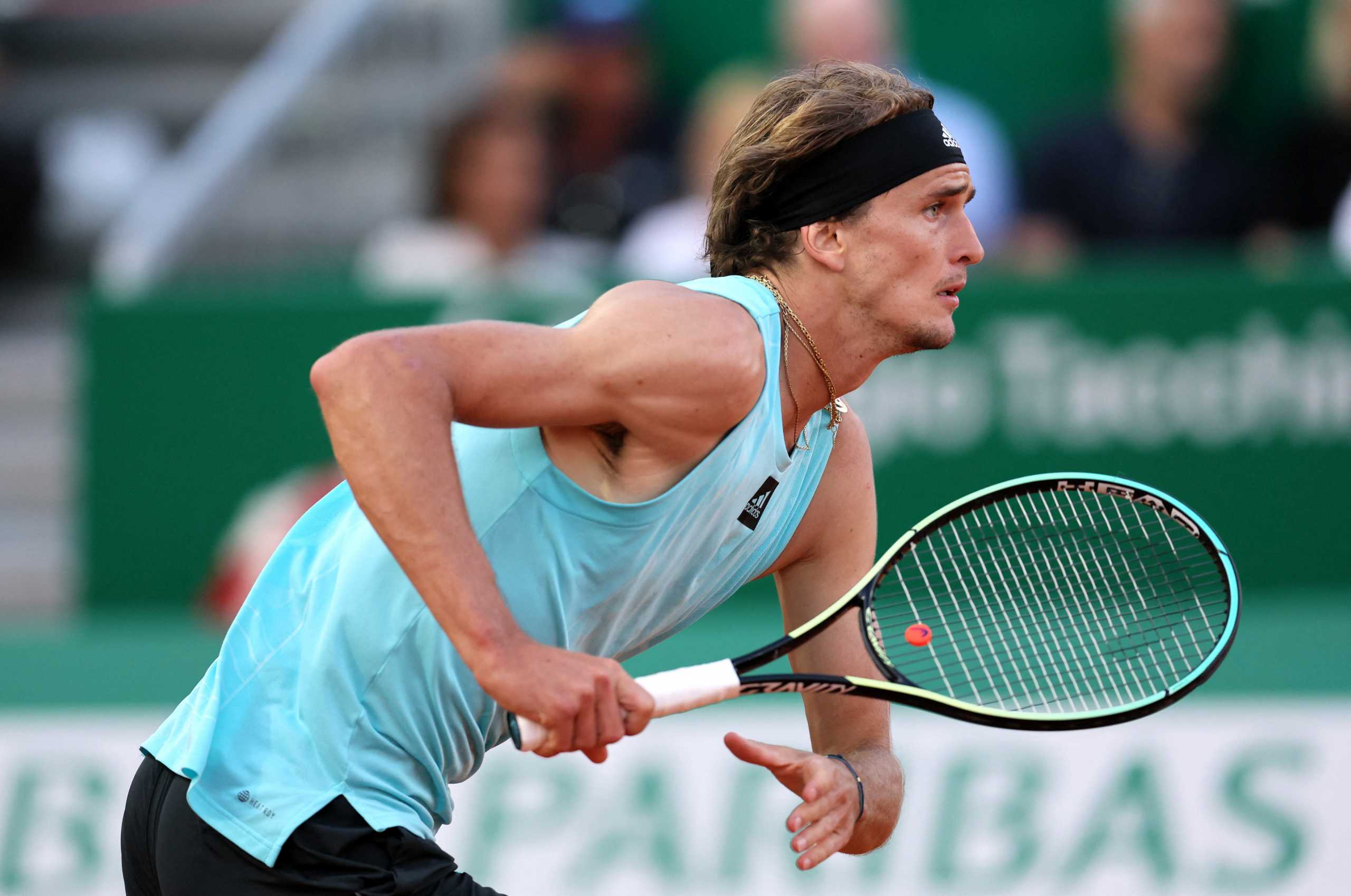 Tennis - ATP Masters 1000 - Monte Carlo Masters - Monte-Carlo Country Club, Roquebrune-Cap-Martin, France - April 16, 2022  Germany's Alexander Zverev in action during his semi final match against Greece's Stefanos Tsitsipas REUTERS