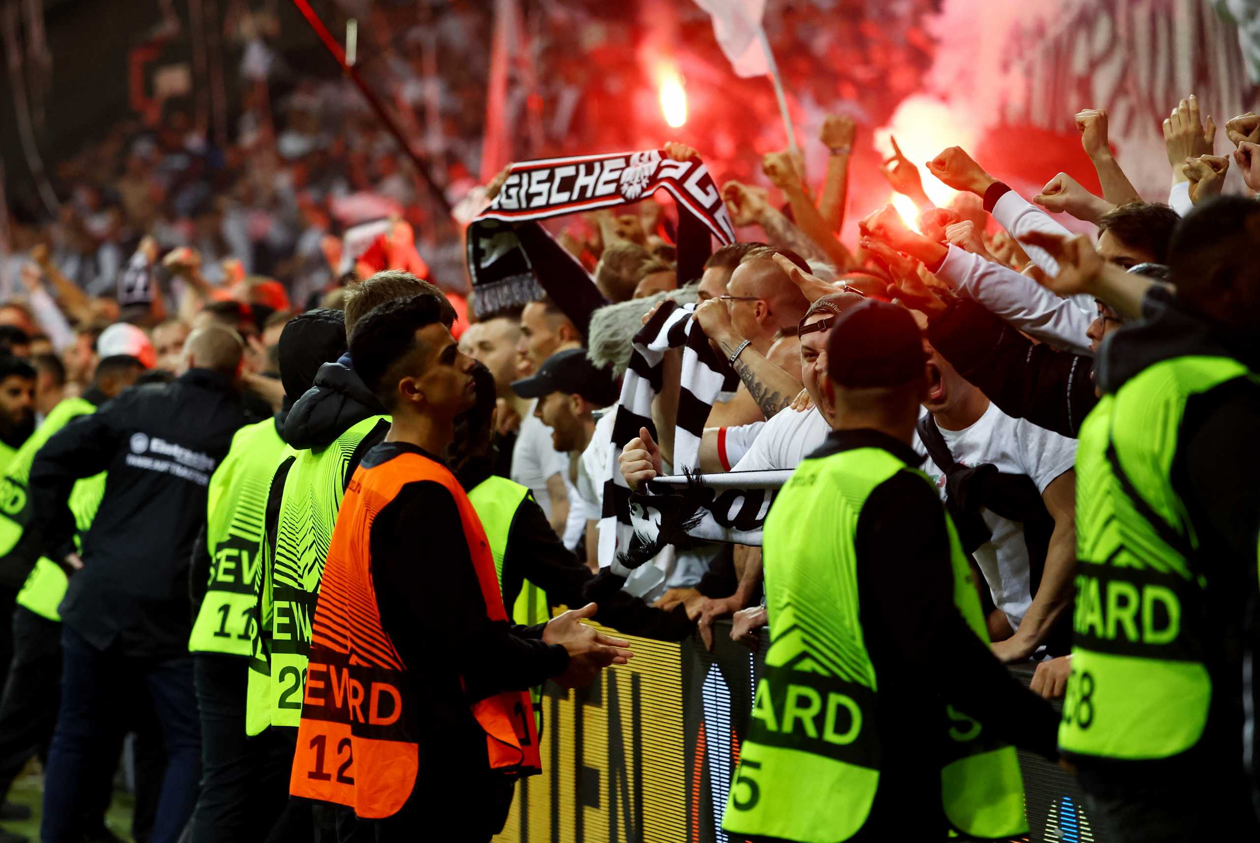 Soccer Football - Europa League - Semi Final - Second Leg - Eintracht Frankfurt v West Ham United - Deutsche Bank Park, Frankfurt, Germany - May 5, 2022 Eintracht Frankfurt fans REUTERS