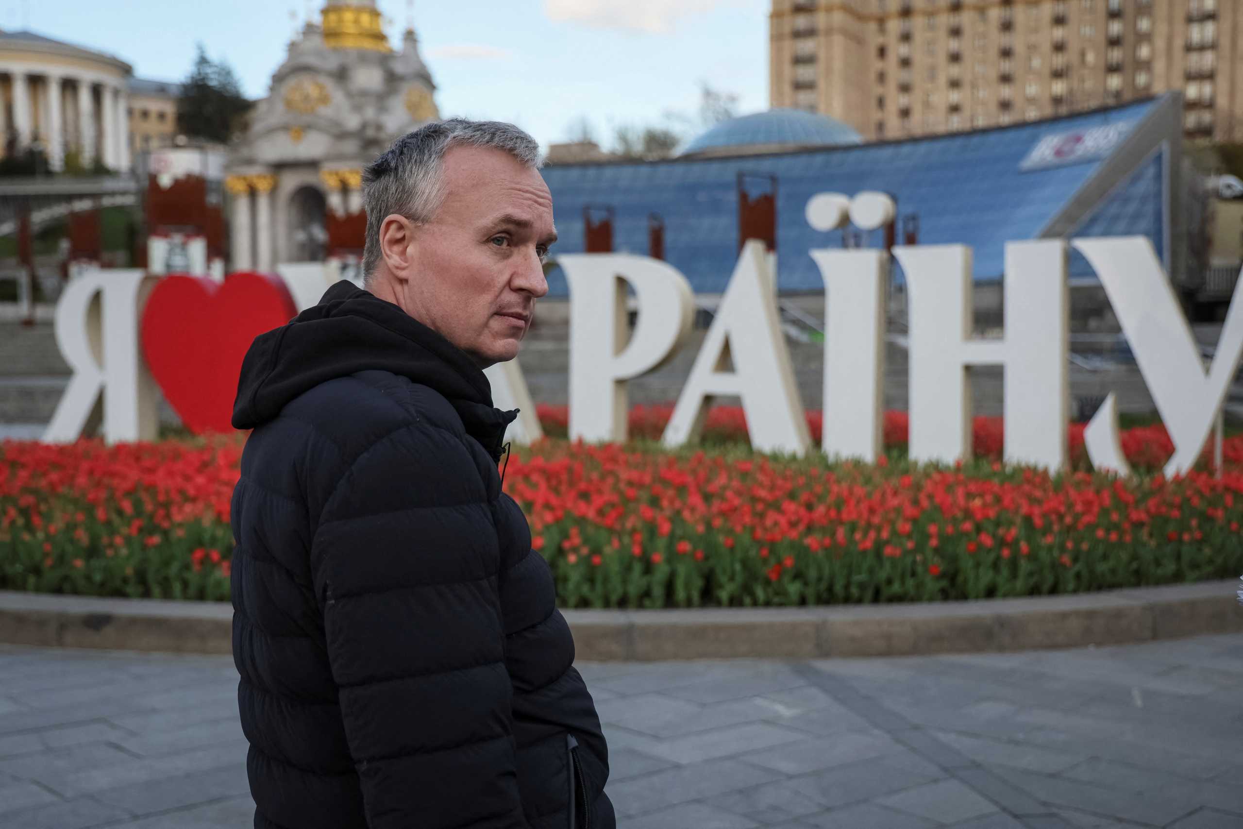 Former Gazprombank Vice President Igor Volobuev, who fled Russia into Ukraine speaks during an interview with Reuters in central Kyiv, Ukraine April 28, 2022. REUTERS