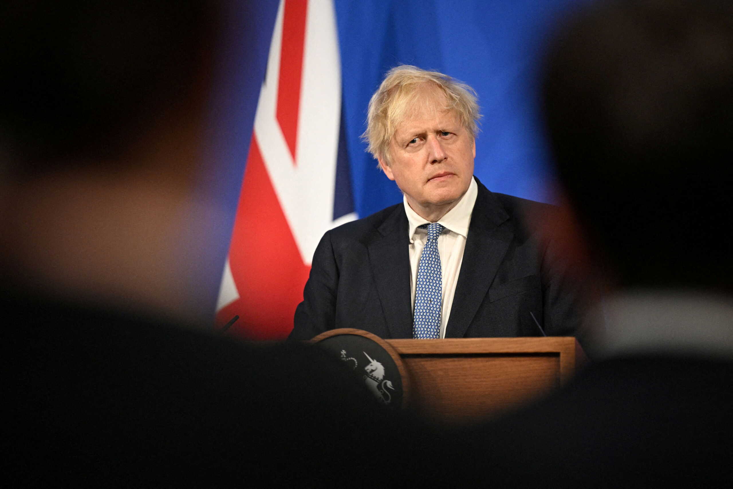 FILE PHOTO: Britain's Prime Minister Boris Johnson holds a news conference in response to the publication of the Sue Gray report Into "Partygate", at Downing Street in London, England May 25, 2022. Leon Neal
