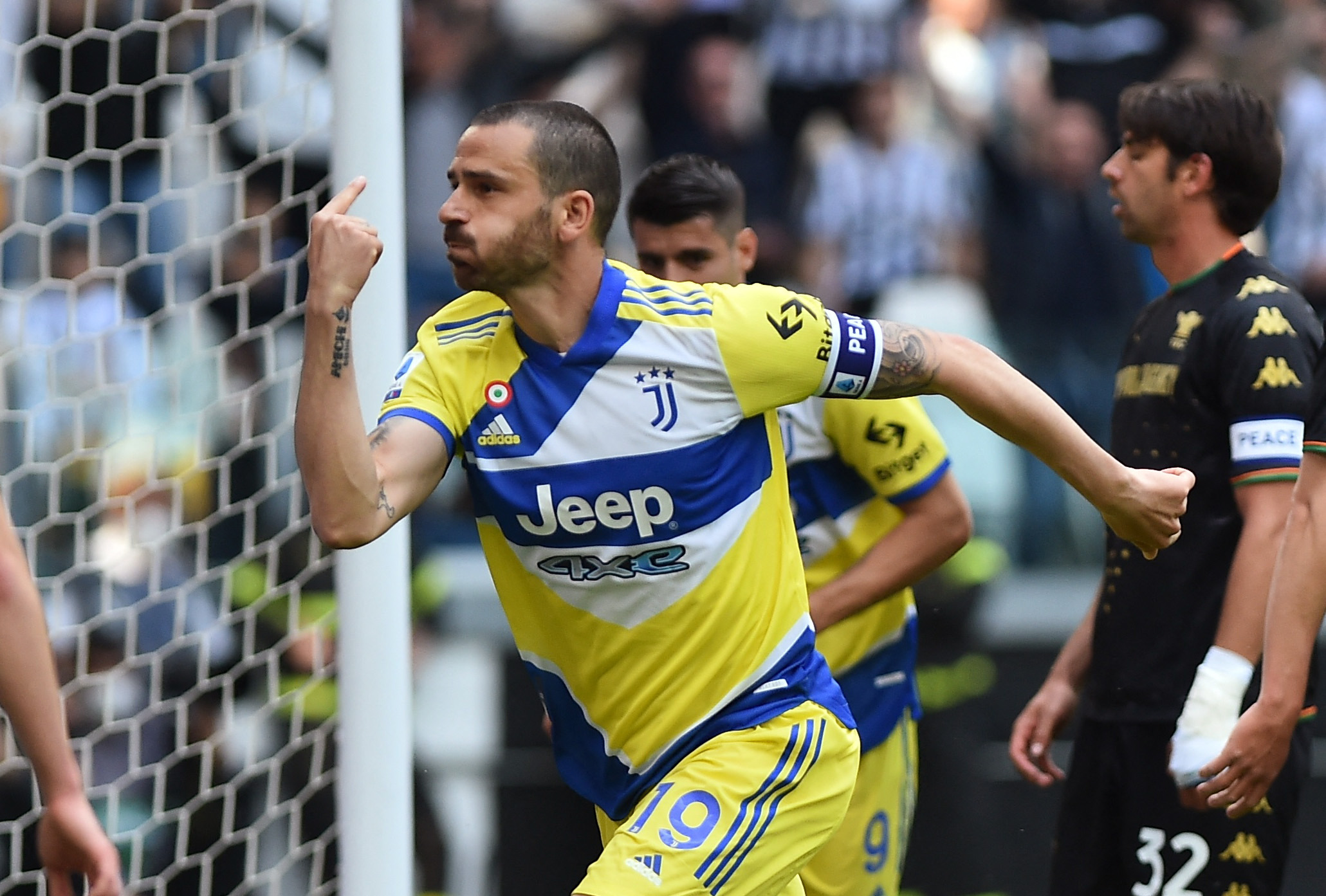 Soccer Football - Serie A - Juventus v Venezia - Allianz Stadium, Turin, Italy - May 1, 2022 Juventus' Leonardo Bonucci celebrates scoring their first goal REUTERS
