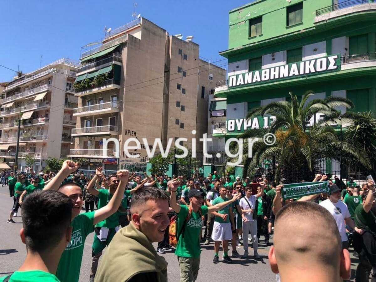 Τελικός Κυπέλλου Ελλάδας: Πορεία από τη Λεωφόρο οι οπαδοί του Παναθηναϊκου