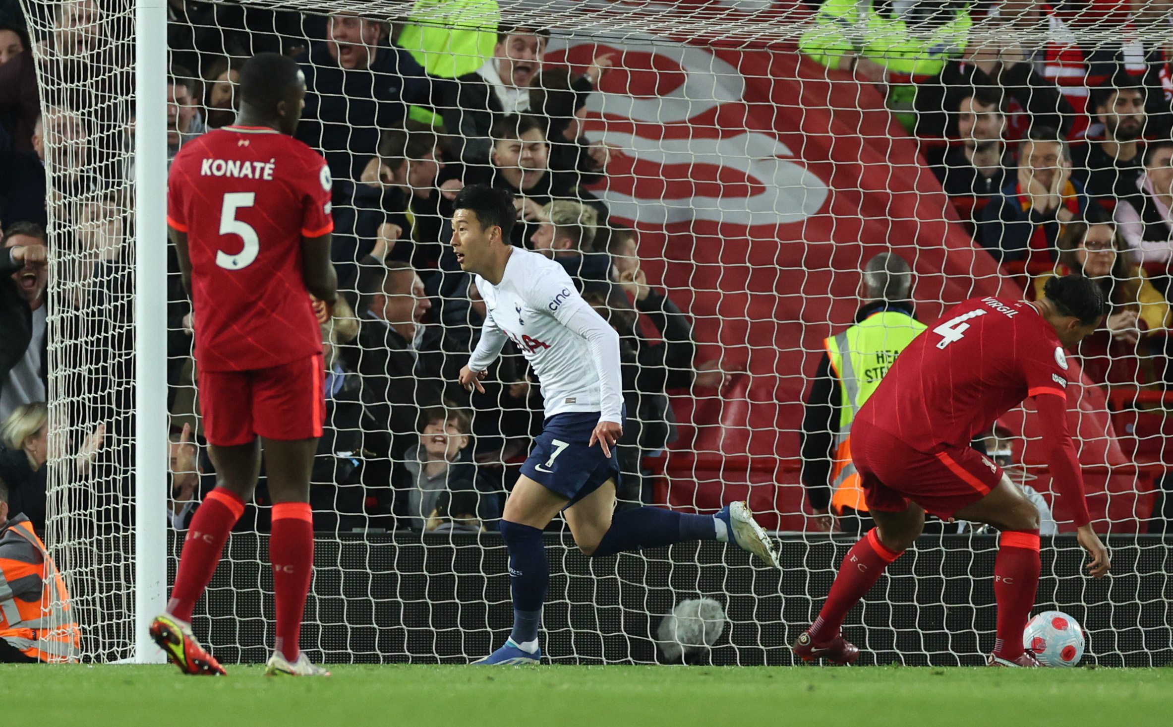 Soccer Football - Premier League - Liverpool v Tottenham Hotspur - Anfield, Liverpool, Britain - May 7, 2022  Tottenham Hotspur's Son Heung-min celebrates scoring their first goal REUTERS
