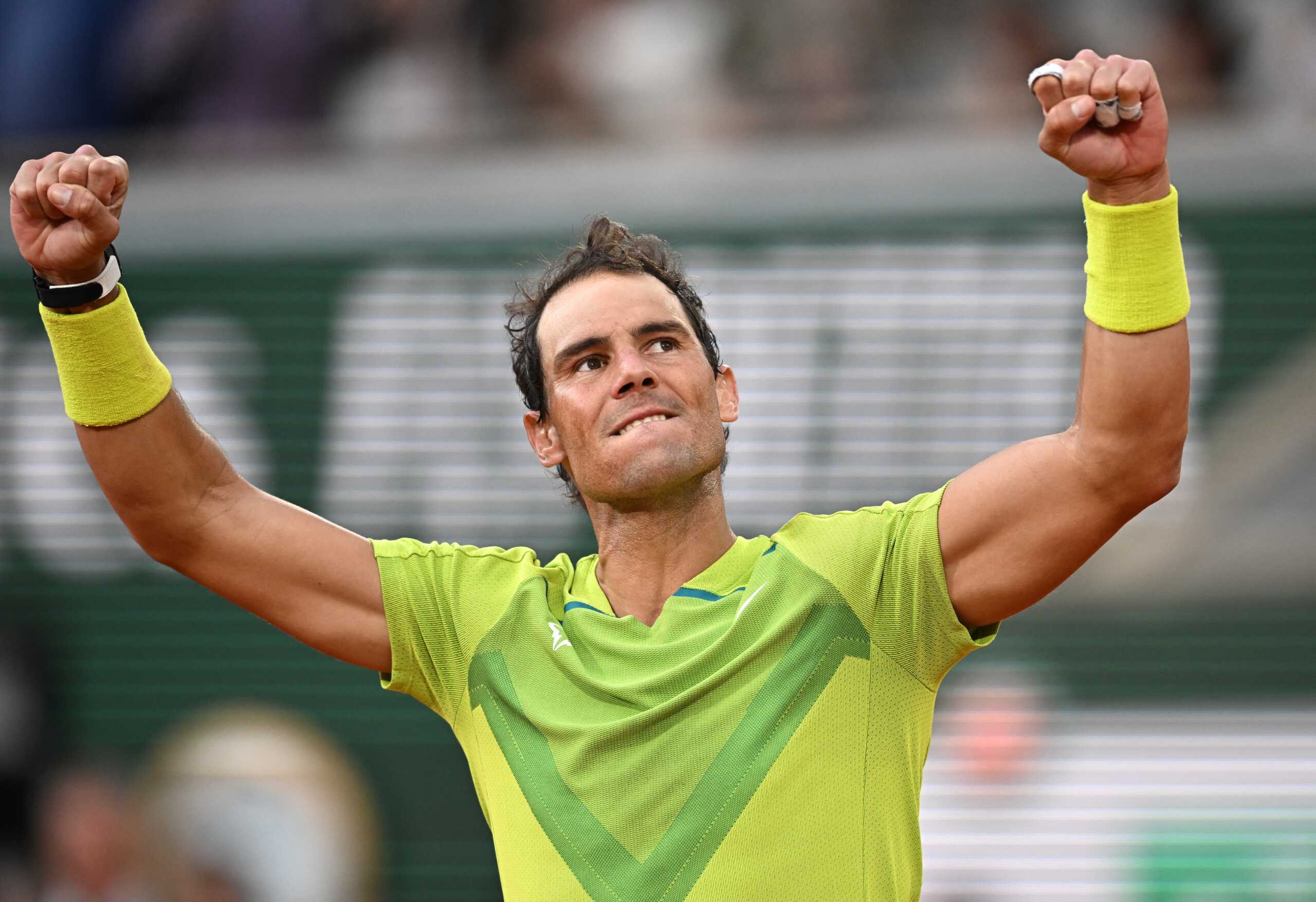 Tennis - French Open - Roland Garros, Paris, France - May 29, 2022 Spain's Rafael Nadal celebrates winning his fourth round match against Canada's Felix Auger-Aliassime REUTERS