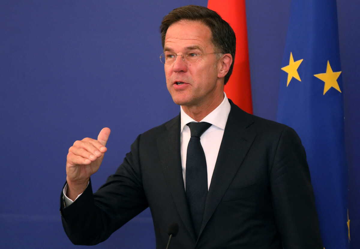 Dutch Prime Minister Mark Rutte speaks during a joint news conference with his Bulgarian counterpart Kiril Petkov in Sofia, Bulgaria, May 16, 2022. REUTERS