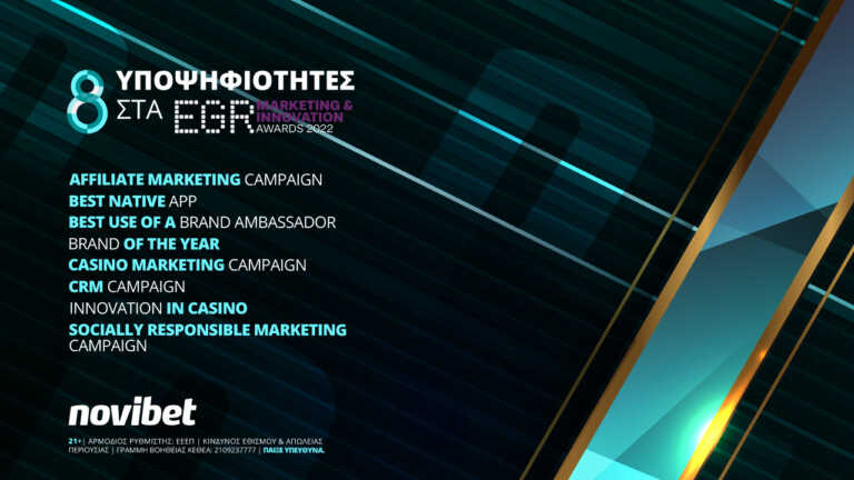 Novibet: Οκτώ υποψηφιότητες στα EGR Marketing & Innovation Awards 2022