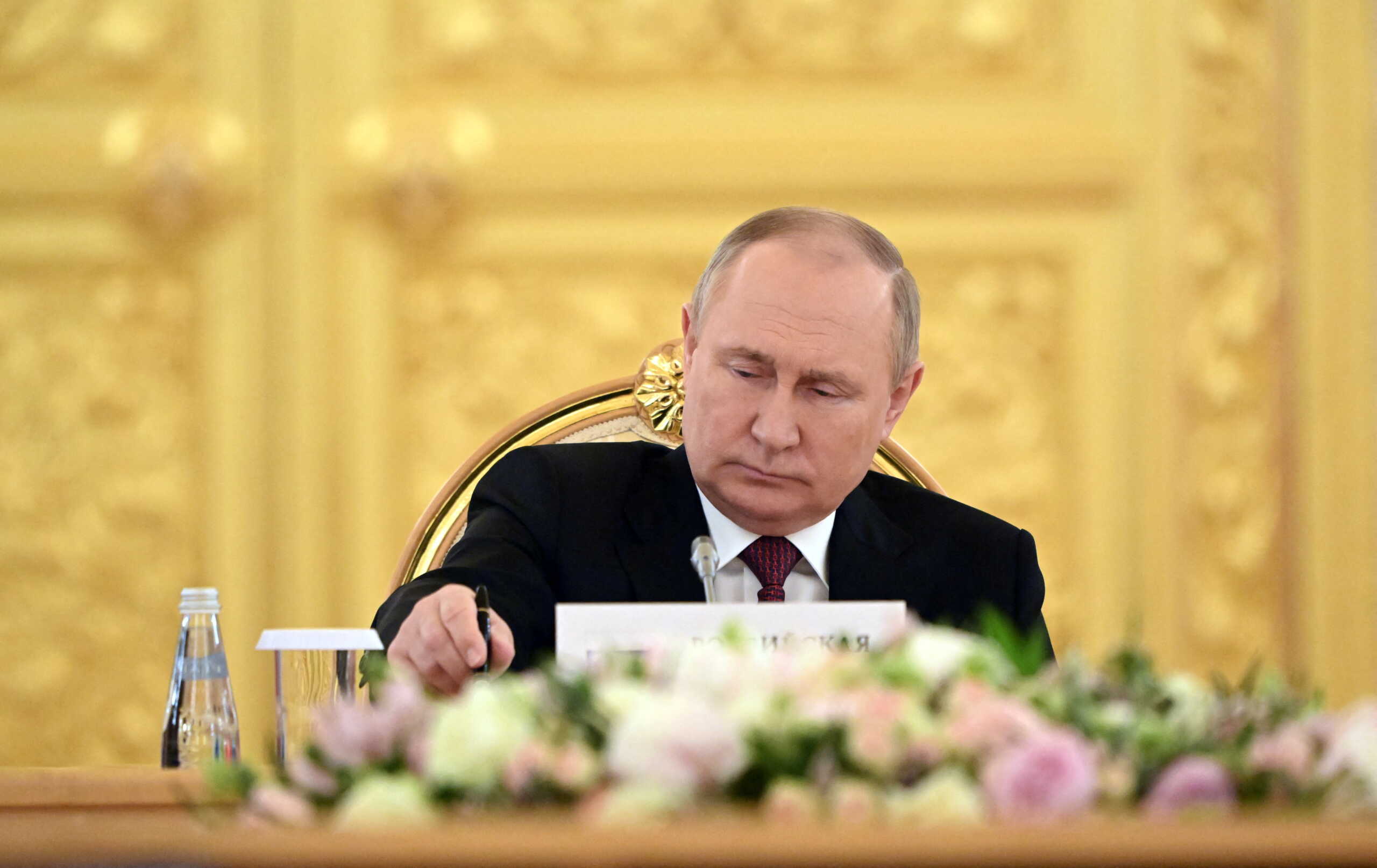 Russian President Vladimir Putin attends the Collective Security Treaty Organisation (CSTO) summit at the Kremlin in Moscow, Russia May 16, 2022. Sputnik