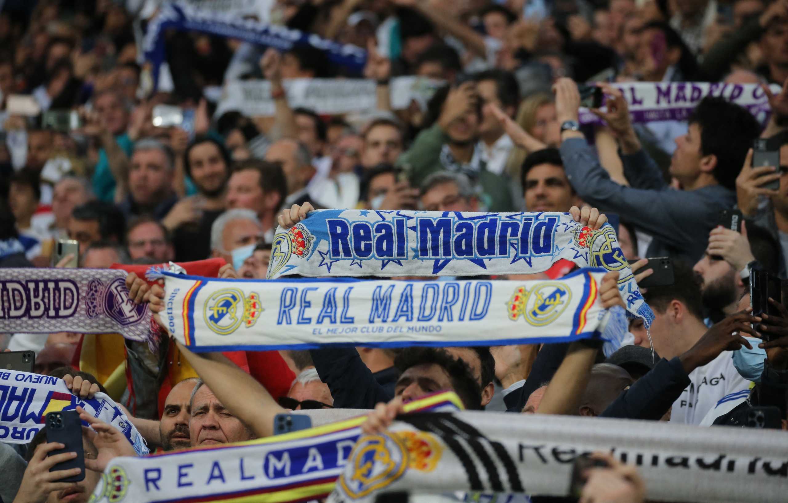 Soccer Football - Champions League - Semi Final - Second Leg - Real Madrid v Manchester City - Santiago Bernabeu, Madrid, Spain - May 4, 2022 Real Madrid fans in the stands REUTERS