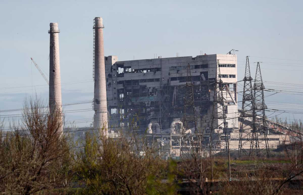 A view shows a damaged facility of Azovstal Iron and Steel Works during Ukraine-Russia conflict in the southern port city of Mariupol, Ukraine May 3, 2022. REUTERS