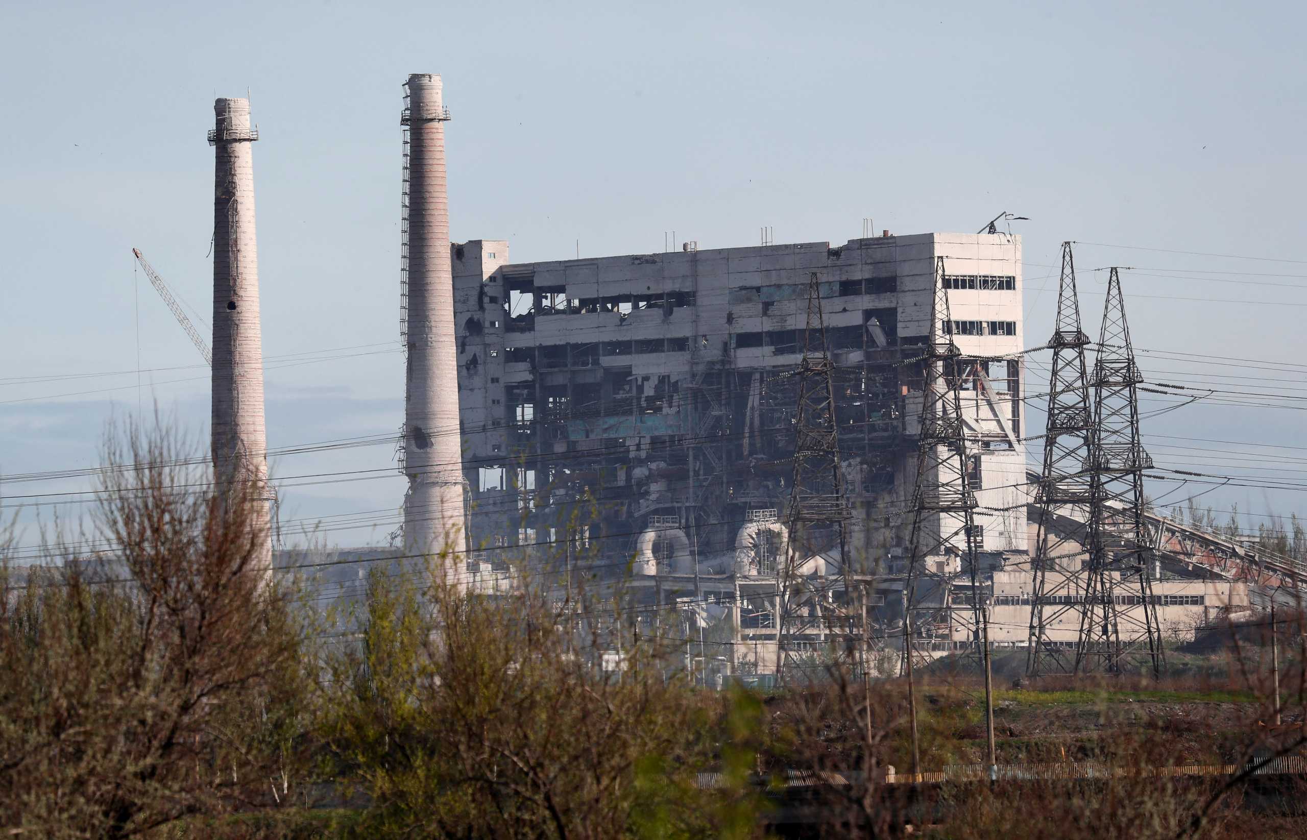 A view shows a damaged facility of Azovstal Iron and Steel Works during Ukraine-Russia conflict in the southern port city of Mariupol, Ukraine May 3, 2022. REUTERS