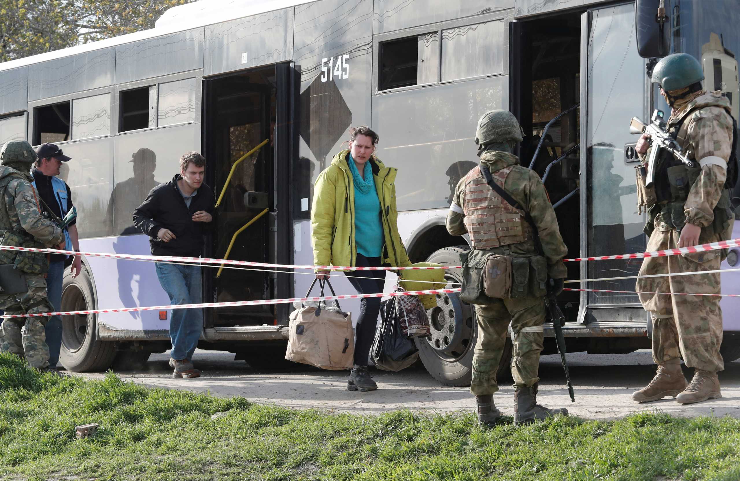 Azovstal steel plant employee Natalia Usmanova, 37, who was evacuated from Mariupol, arrives at a temporary accommodation centre during Ukraine-Russia conflict in the village of Bezimenne in the Donetsk Region, Ukraine May 1, 2022. REUTERS