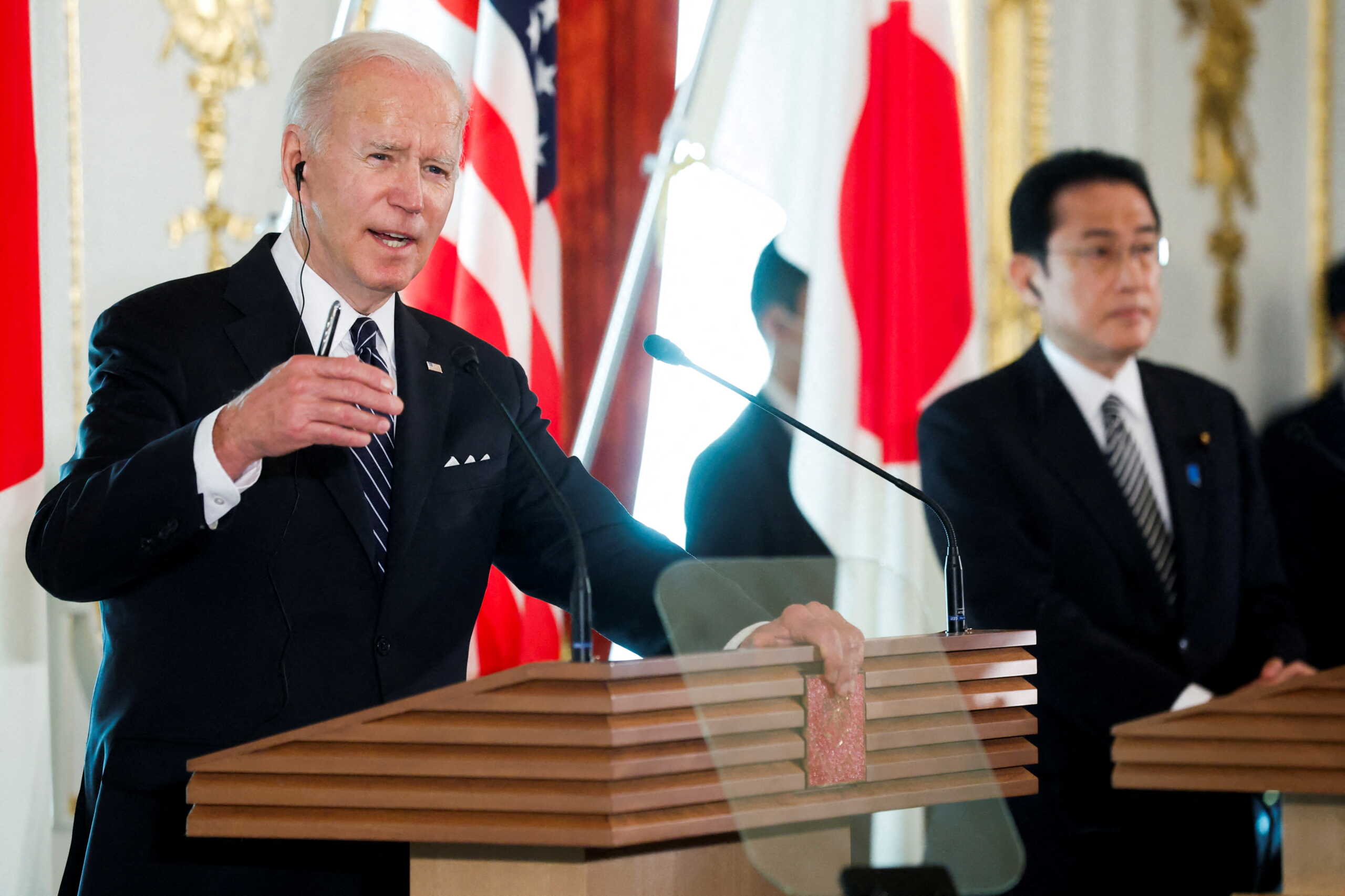 U.S. President Joe Biden speaks during a joint news conference with Japan's Prime Minister Fumio Kishida after their bilateral meeting at Akasaka Palace in Tokyo, Japan, May 23, 2022. REUTERS