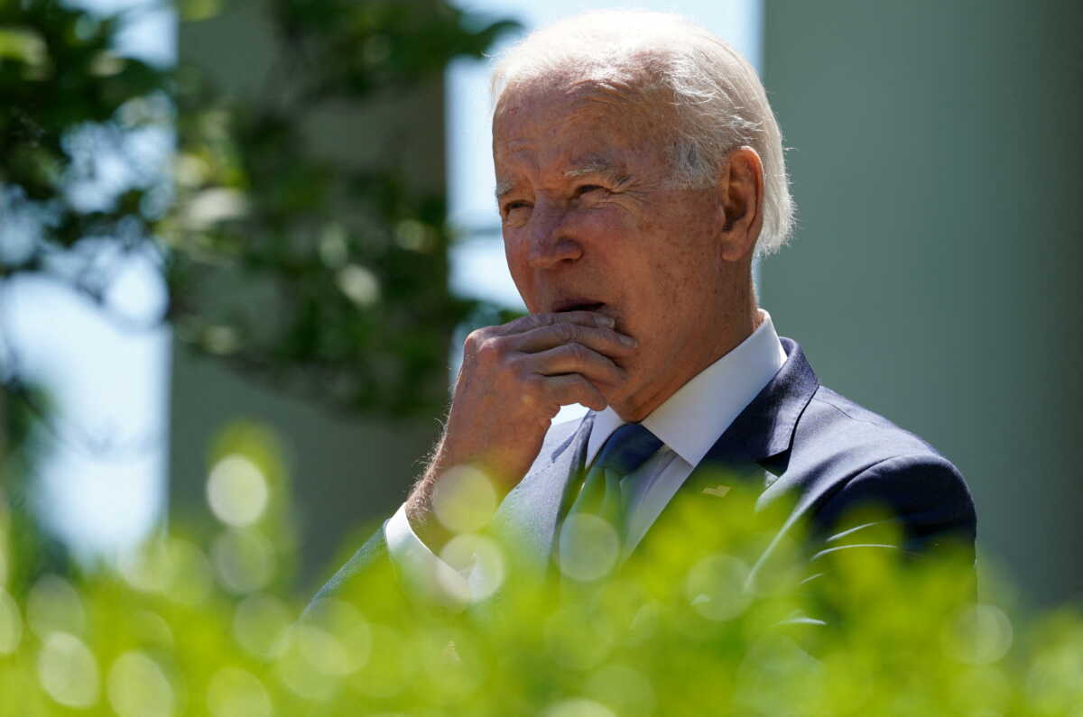 U.S. President Joe Biden arrives to deliver remarks on expanding high-speed internet access, during a Rose Garden event at the White House in Washington, U.S., May 9, 2022. REUTERS