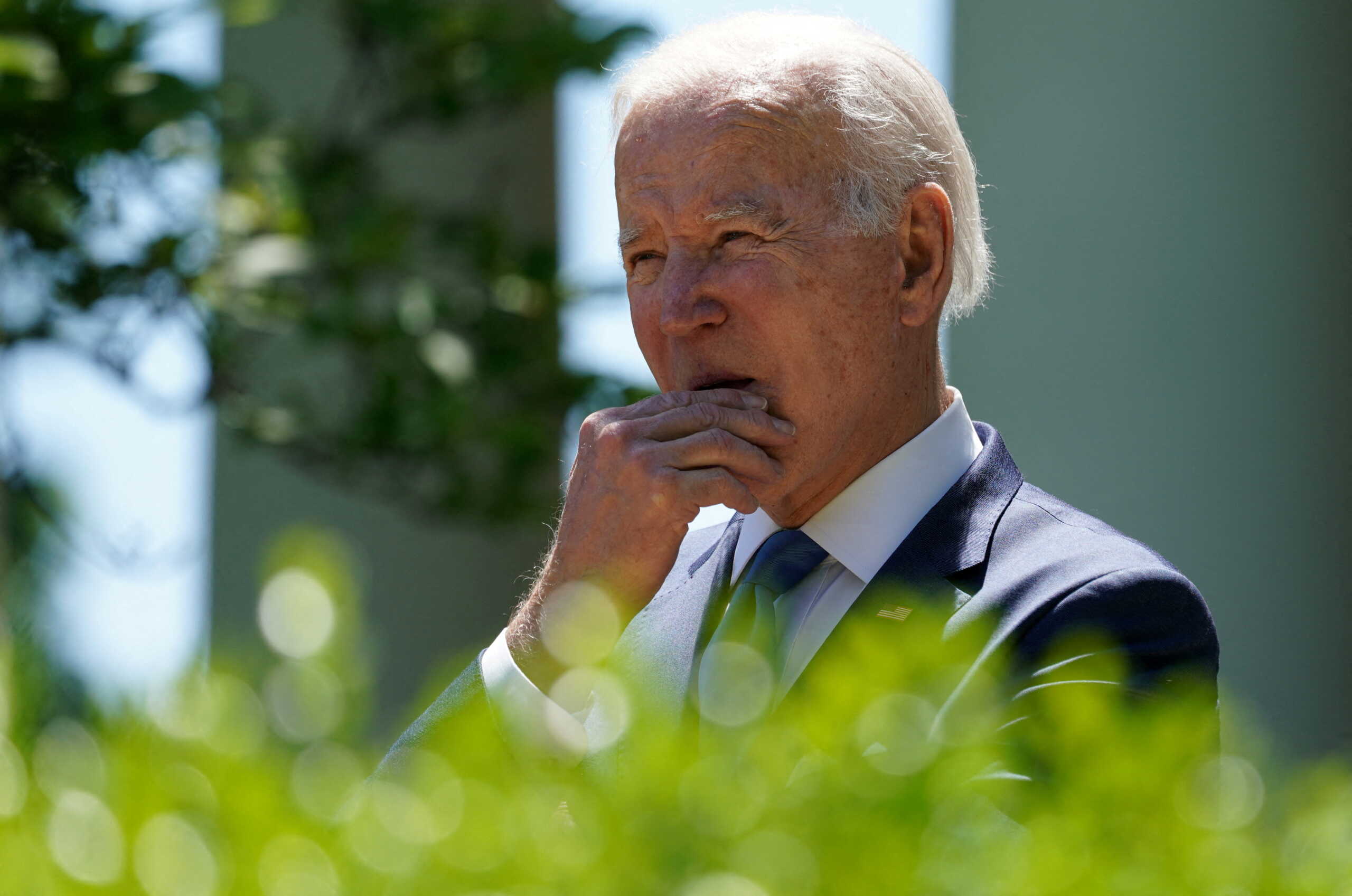 U.S. President Joe Biden arrives to deliver remarks on expanding high-speed internet access, during a Rose Garden event at the White House in Washington, U.S., May 9, 2022. REUTERS
