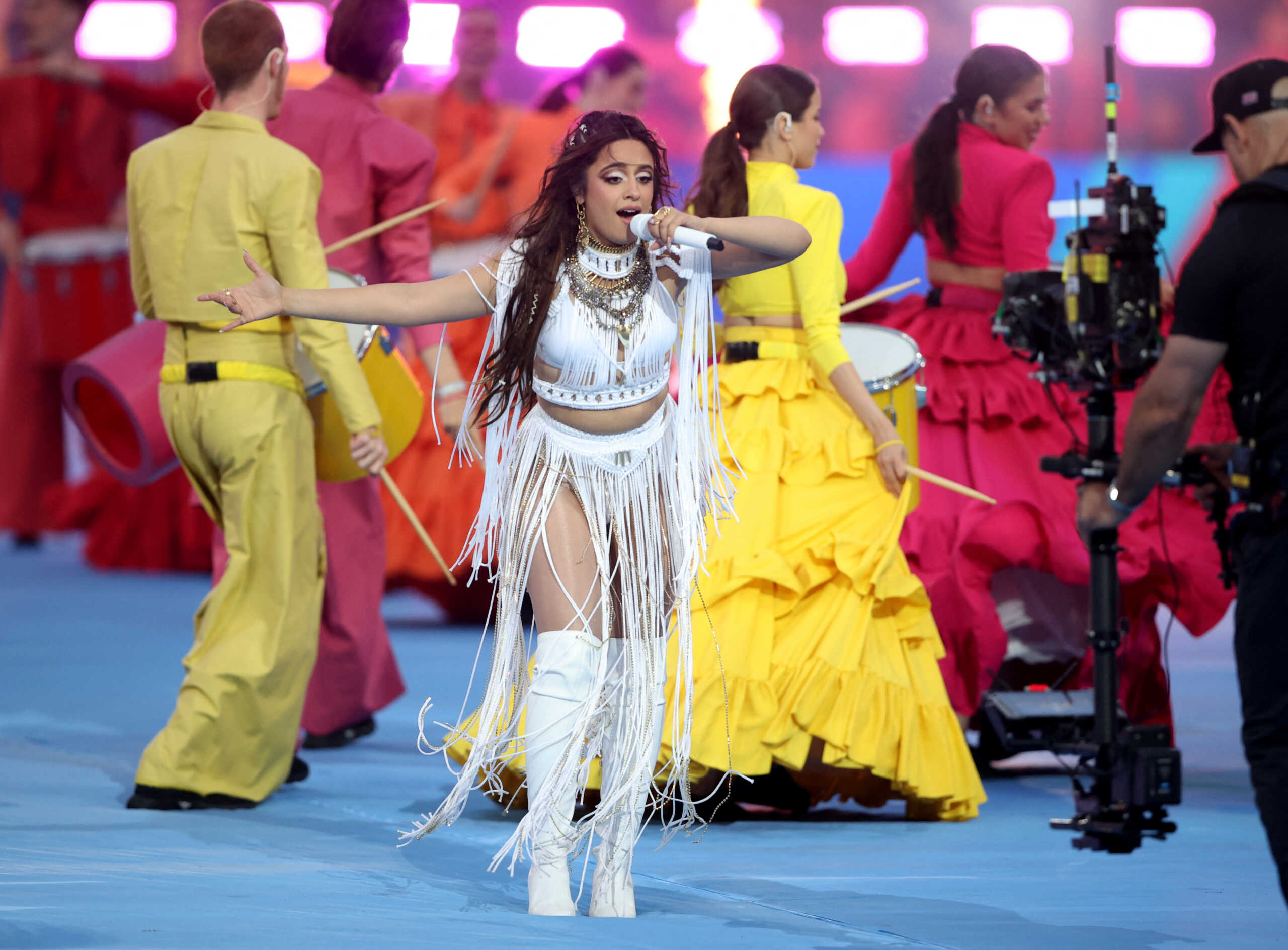 Soccer Football - Champions League Final - Liverpool v Real Madrid - Stade de France, Saint-Denis near Paris, France - May 28, 2022 Singer Camila Cabello performs before the match REUTERS