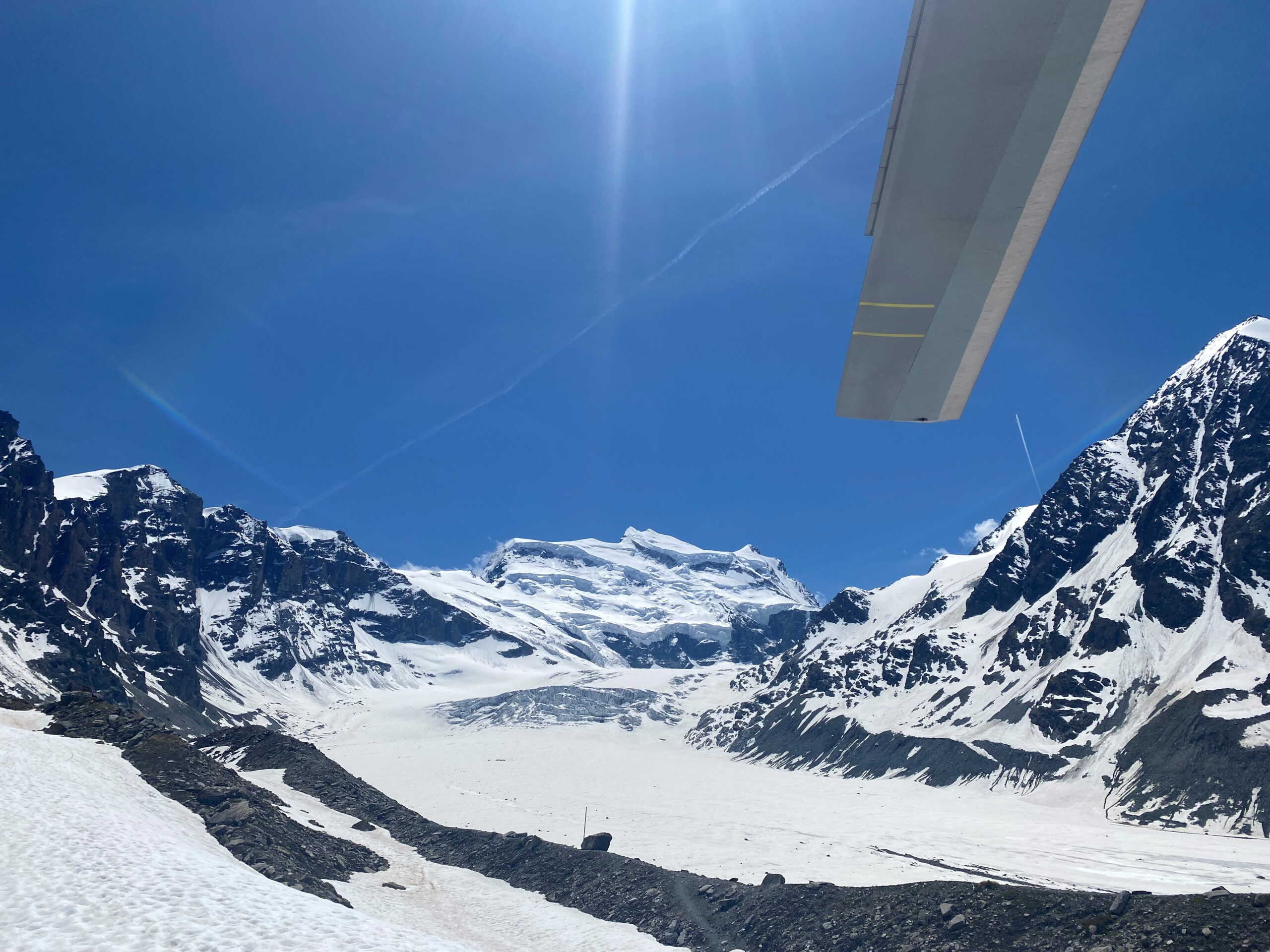 The Grand-Combin mountain is seen near Bourg-Saint-Pierre in Val de Bagnes, Switzerland, in this picture released May 27, 2022. Police Cantonale du Valais