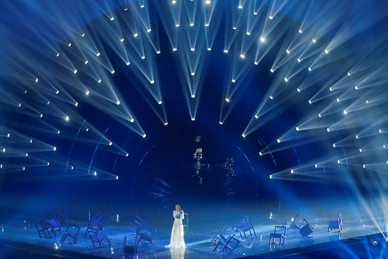 Amanda Georgiadi Tenfjord from Greece performs during the first semi-final of the 2022 Eurovision Song Contest in Turin, Italy, May 10, 2022. REUTERS